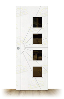 Puerta P-Radial-BV4L Lacada Blanca Corredera de Interior (Maciza)