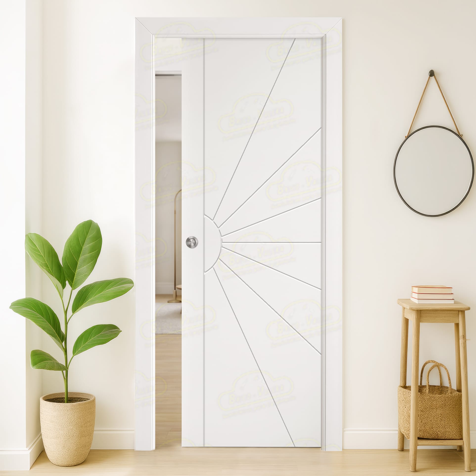 Puerta Corredera P-Radial-BV4L de Interior Lacada Blanca
