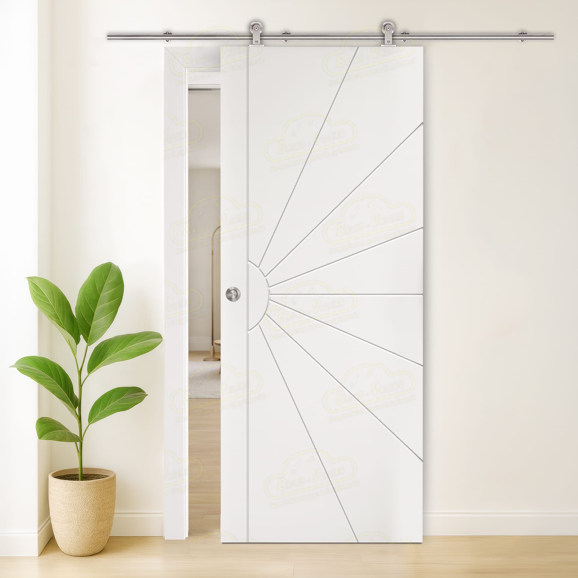 Puerta Corredera P-Radial-BV4L de Interior Lacada Blanca