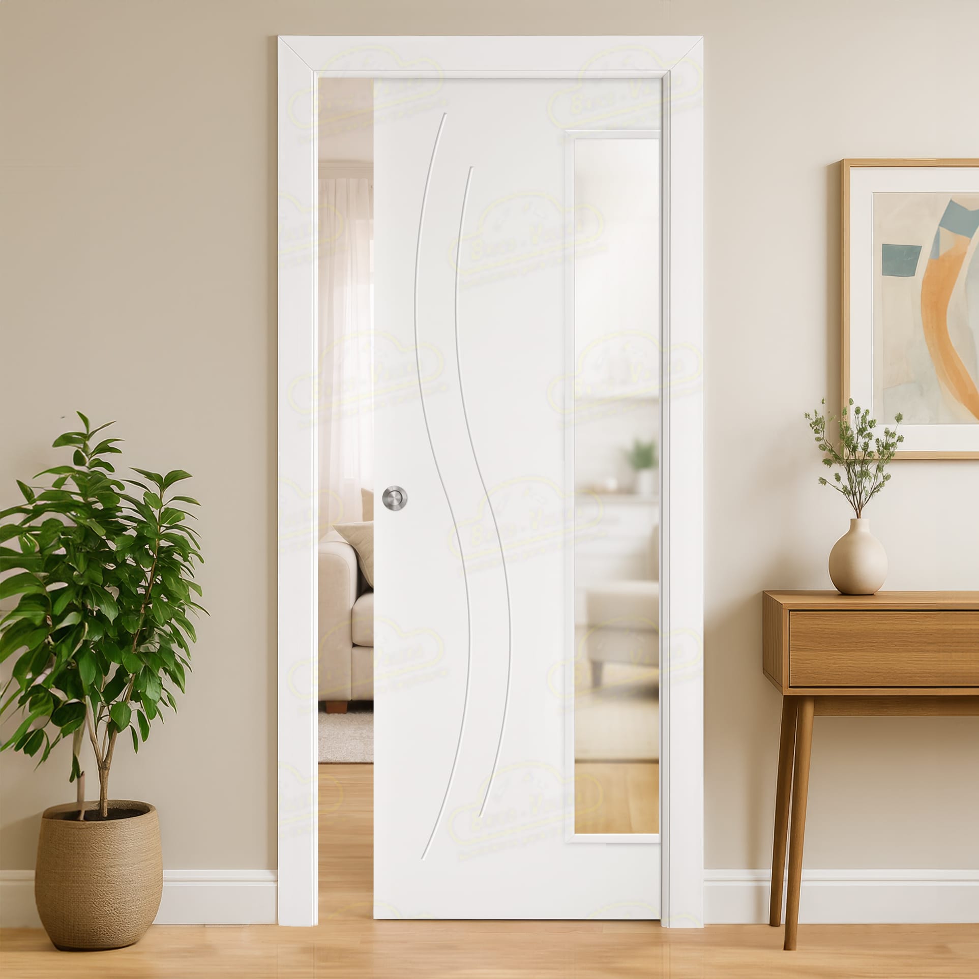 Puerta Corredera Panamá-V1L de Interior Lacada Blanca