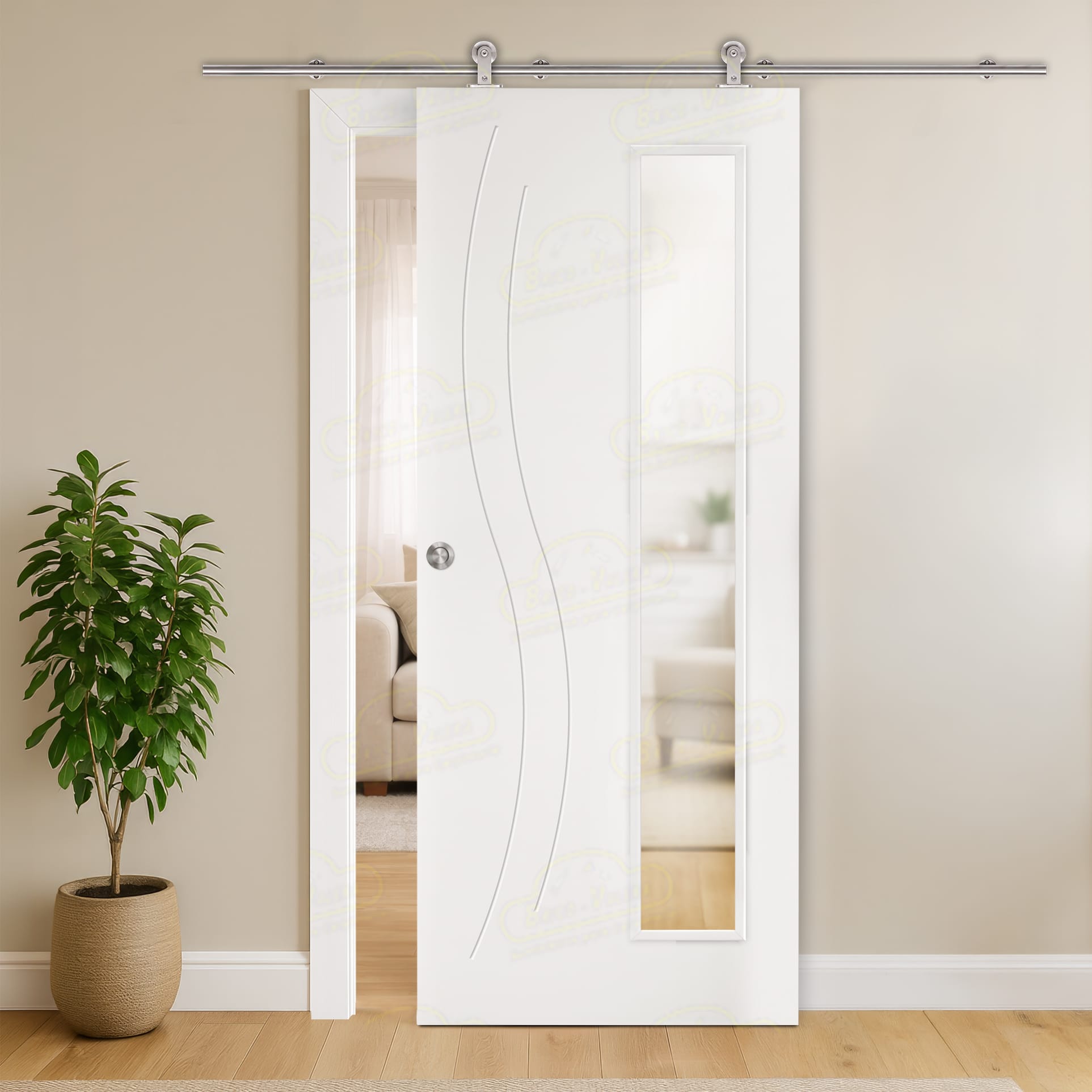 Puerta Corredera Panamá-V1L de Interior Lacada Blanca