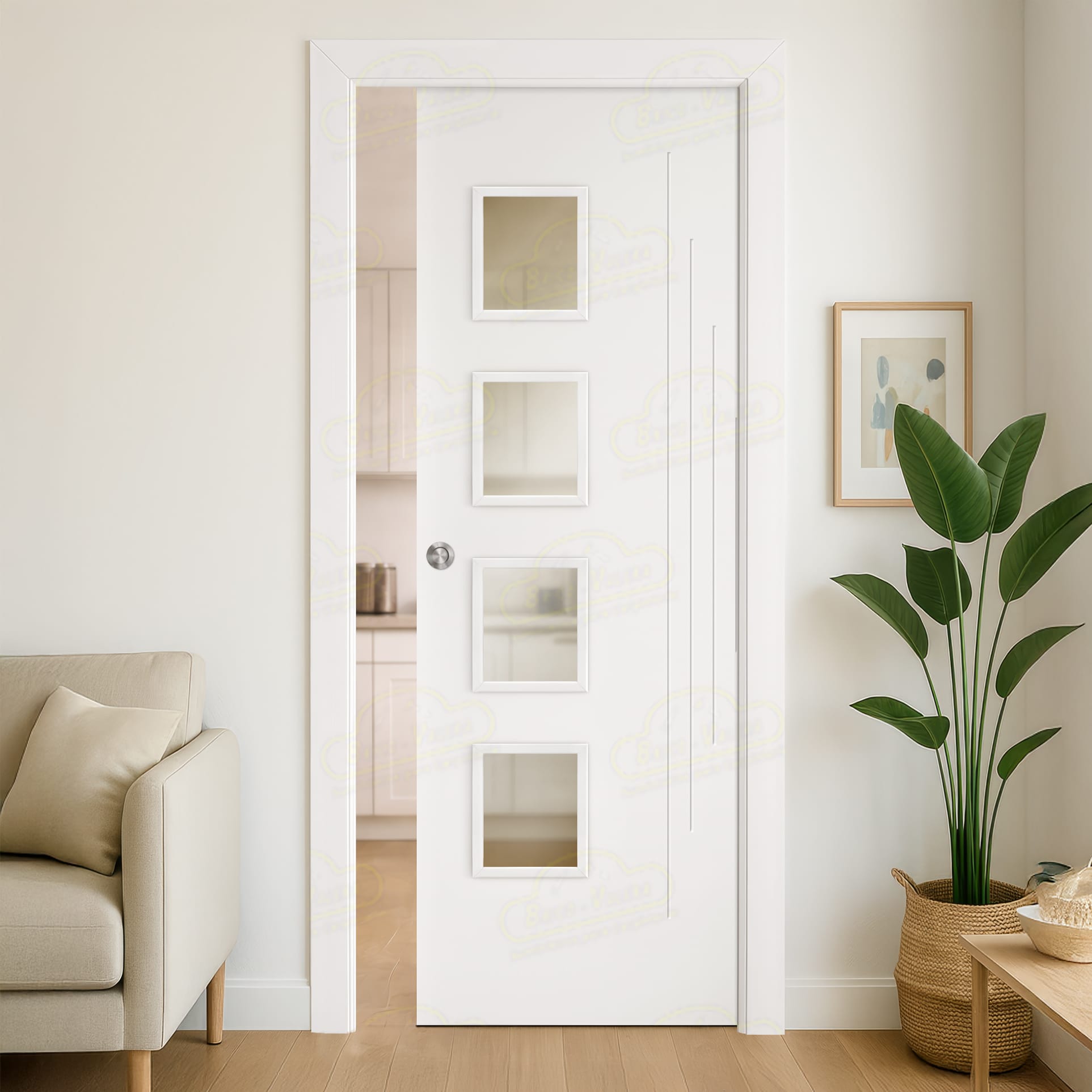 Puerta Corredera PL-1100 de Interior Lacada Blanca