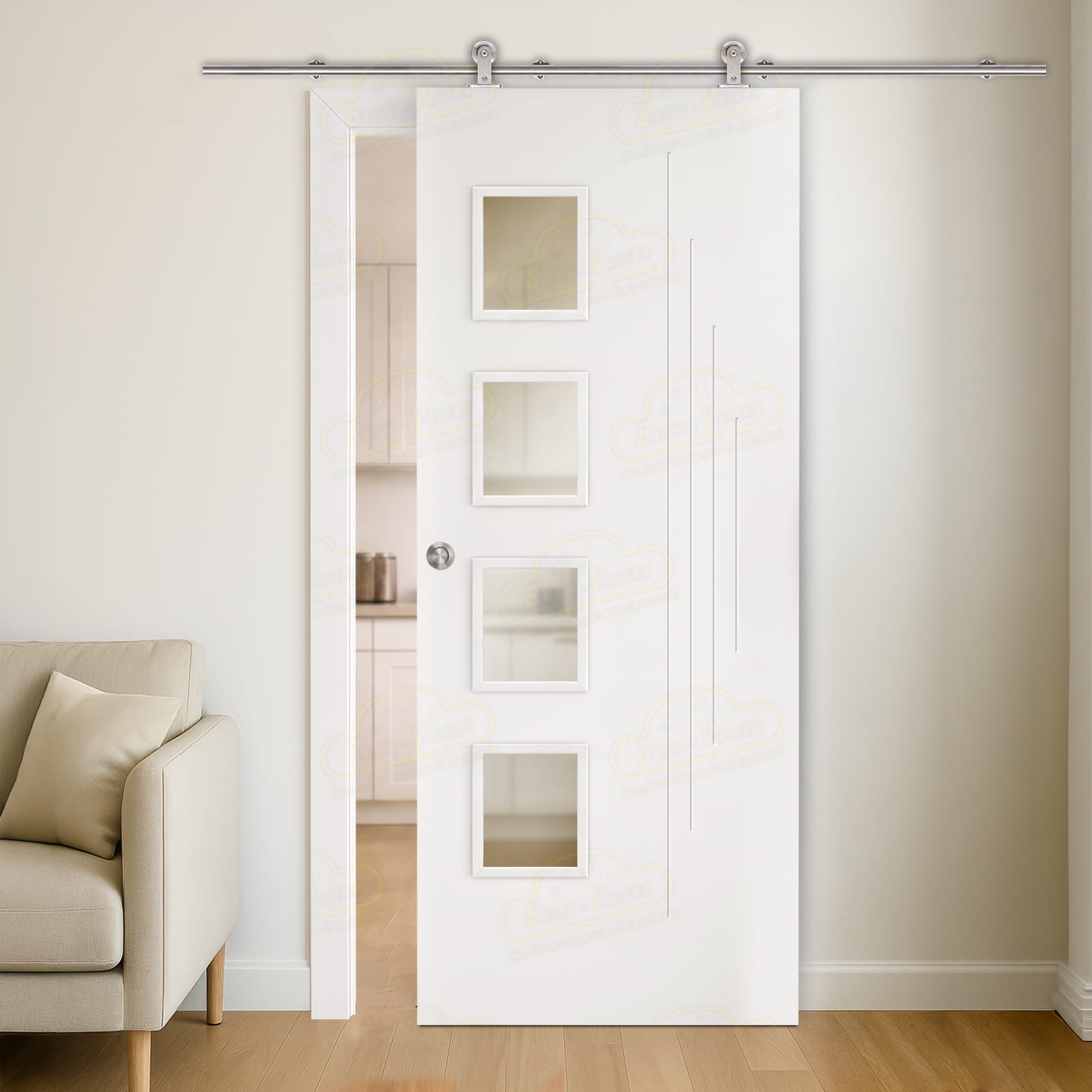 Puerta Corredera PL-1100 de Interior Lacada Blanca
