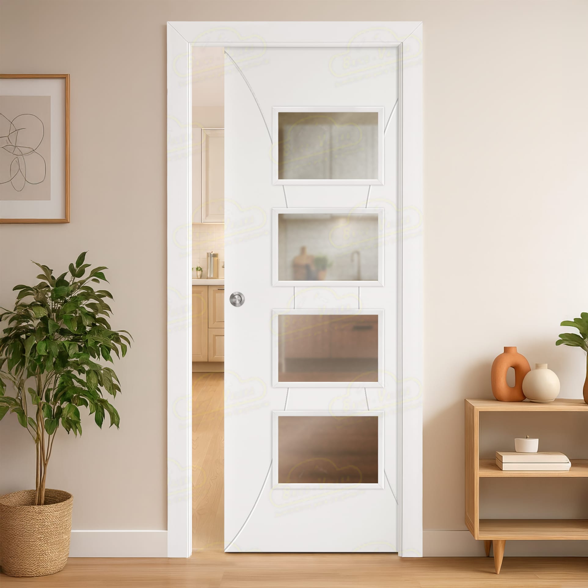 Puerta Corredera PL-1200 de Interior Lacada Blanca