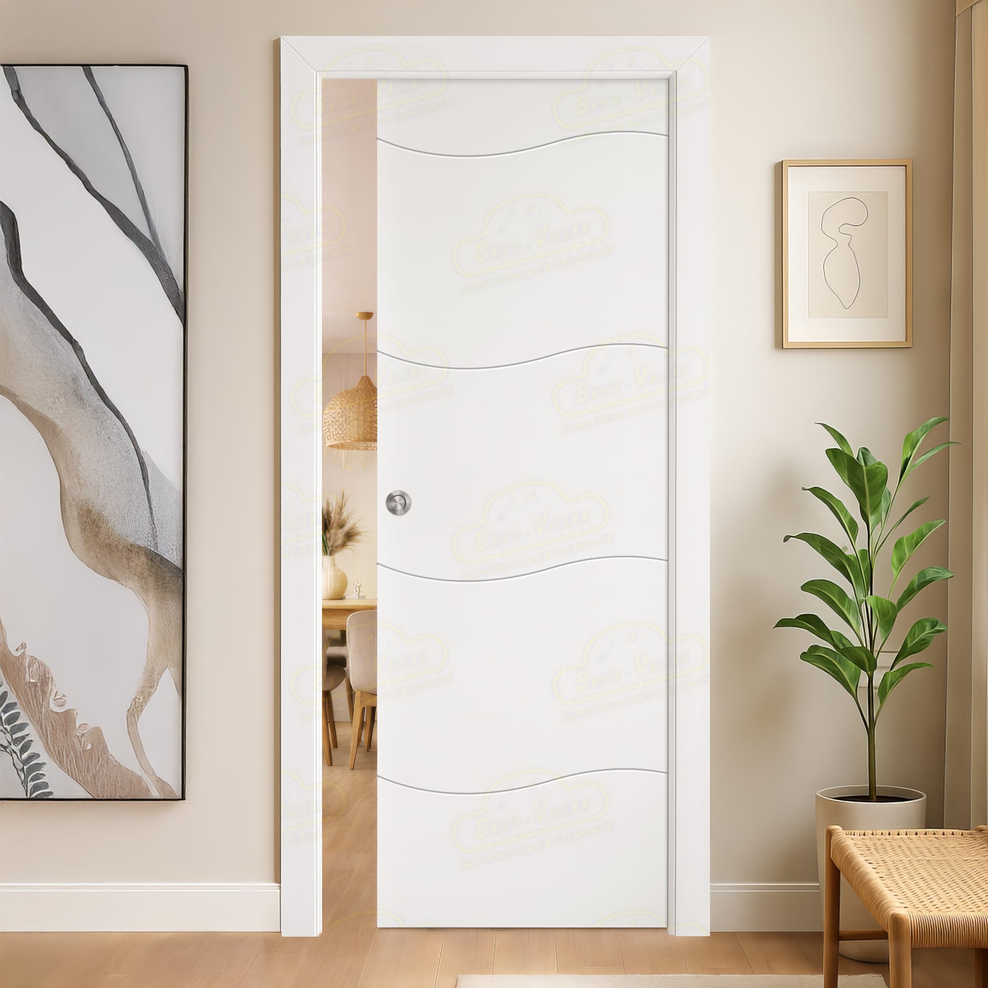 Puerta Corredera PL-2900-BV3 de Interior Lacada Blanca