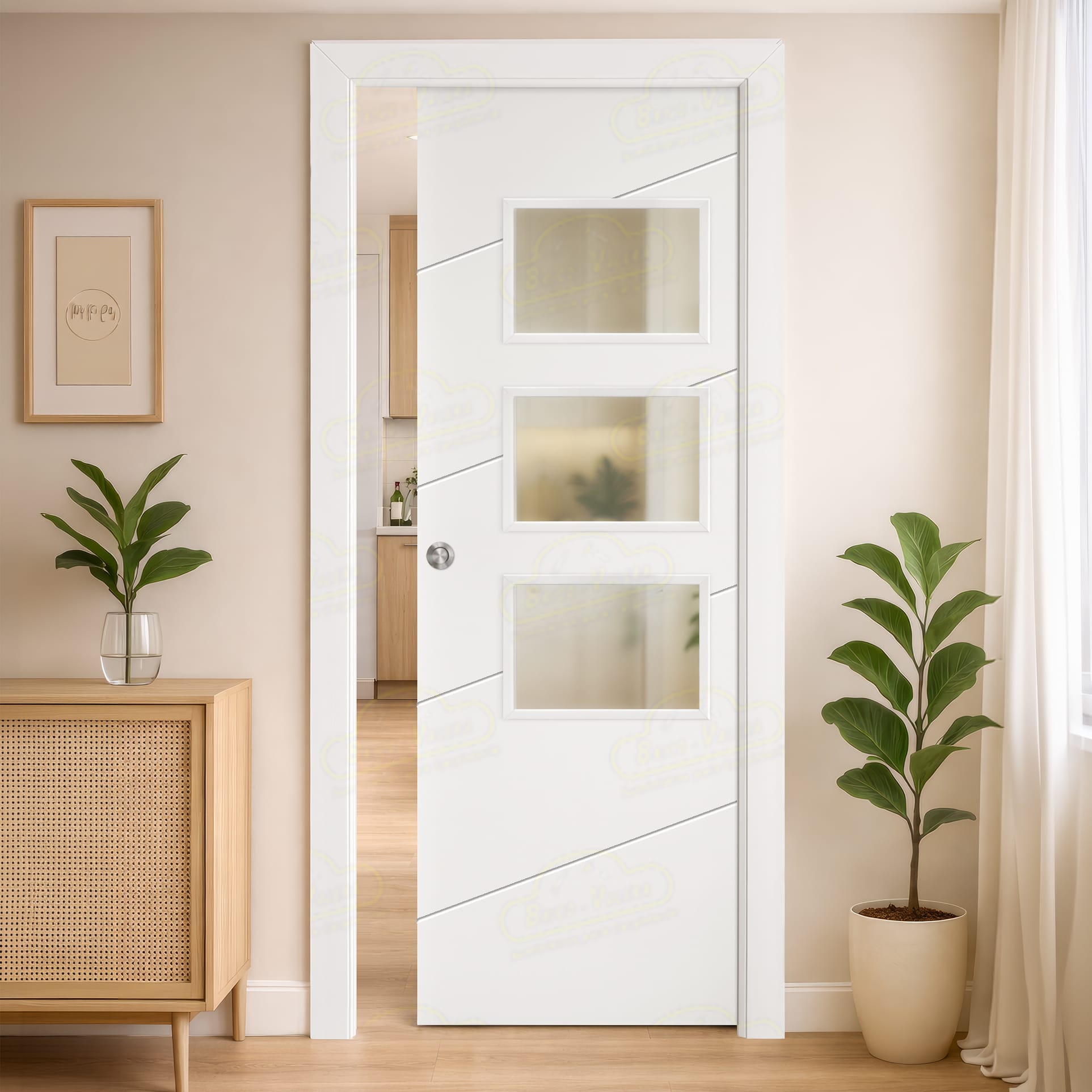 Puerta Corredera PL-3100 de Interior Lacada Blanca