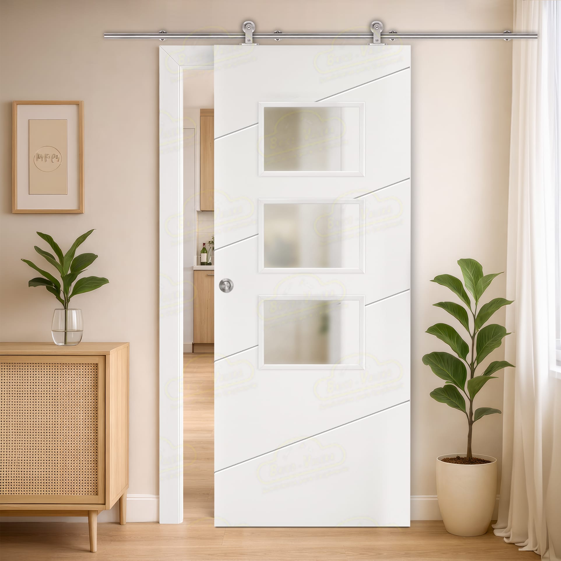 Puerta Corredera PL-3100 de Interior Lacada Blanca