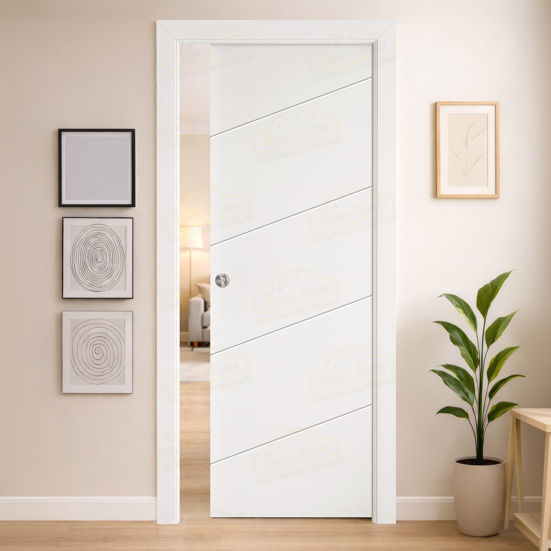 Puerta Corredera PL-3100-BZV3 de Interior Lacada Blanca