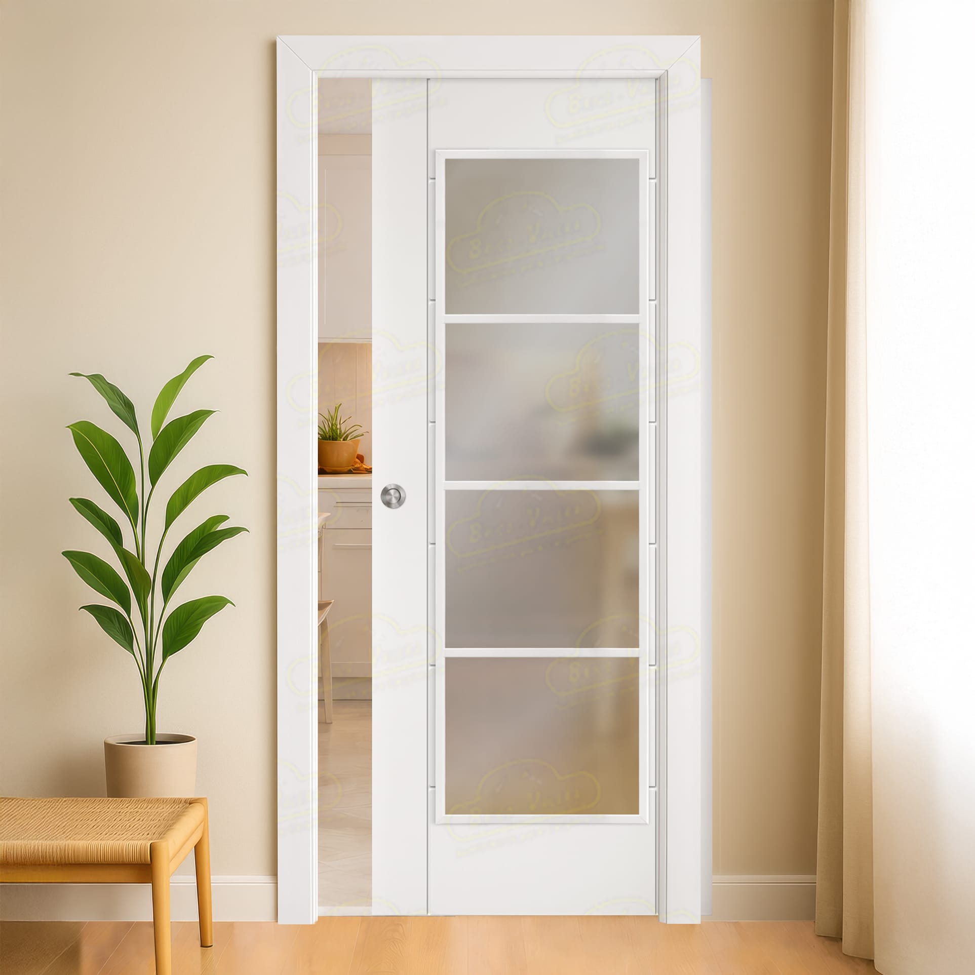 Puerta Corredera PL-3200-PV4 de Interior Lacada Blanca