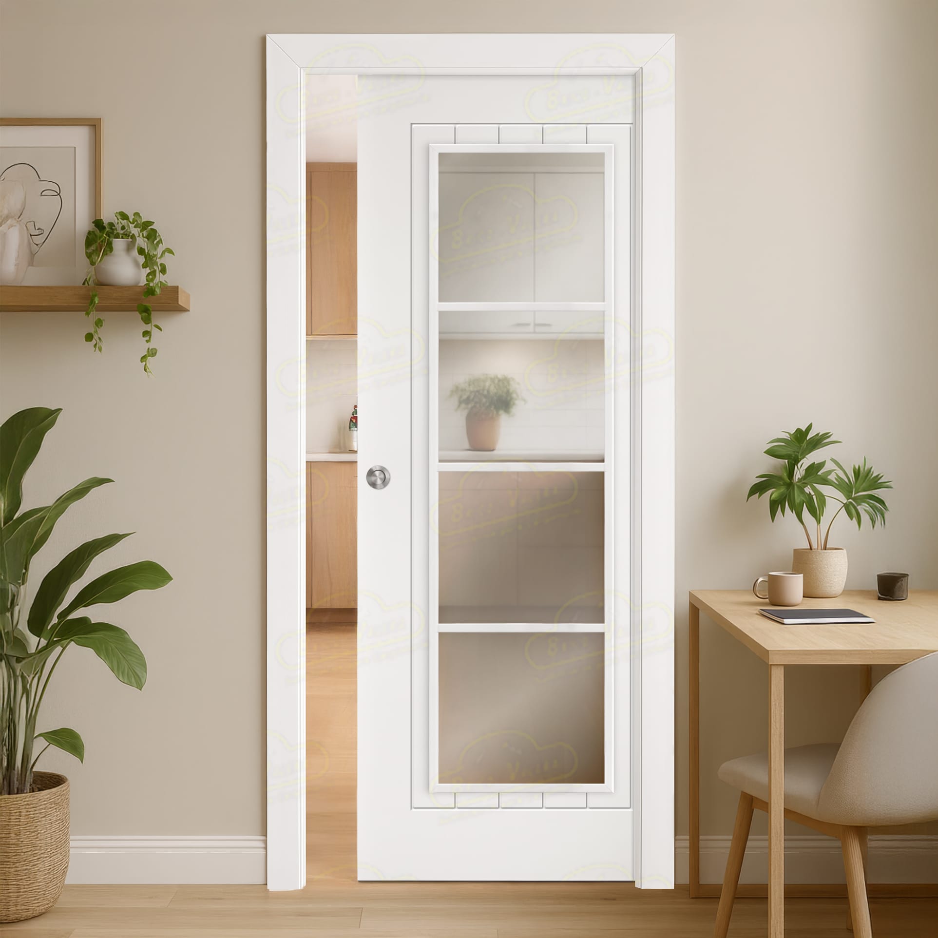 Puerta Corredera PL-3600-PV4 de Interior Lacada Blanca
