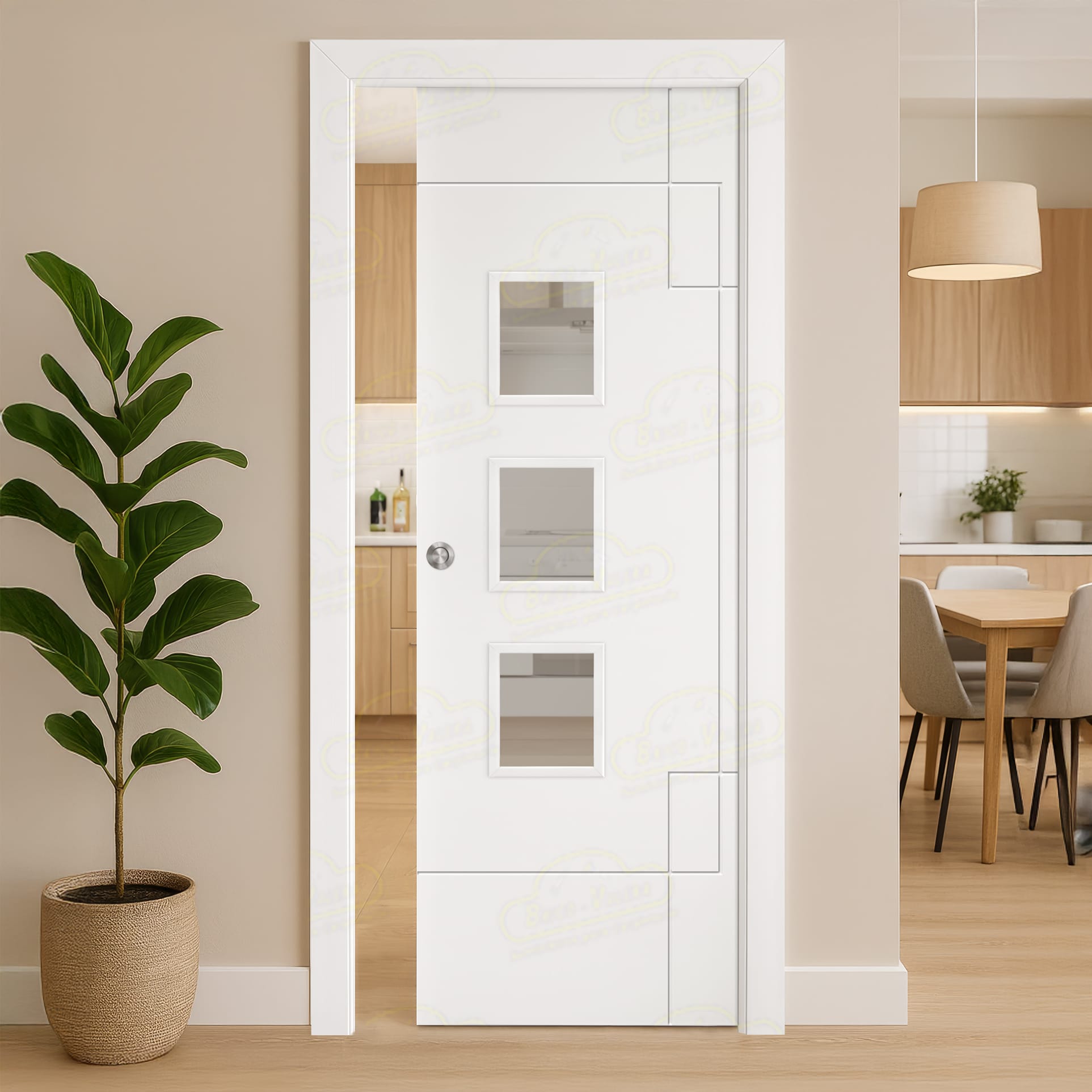 Puerta Corredera PL-4500 de Interior Lacada Blanca
