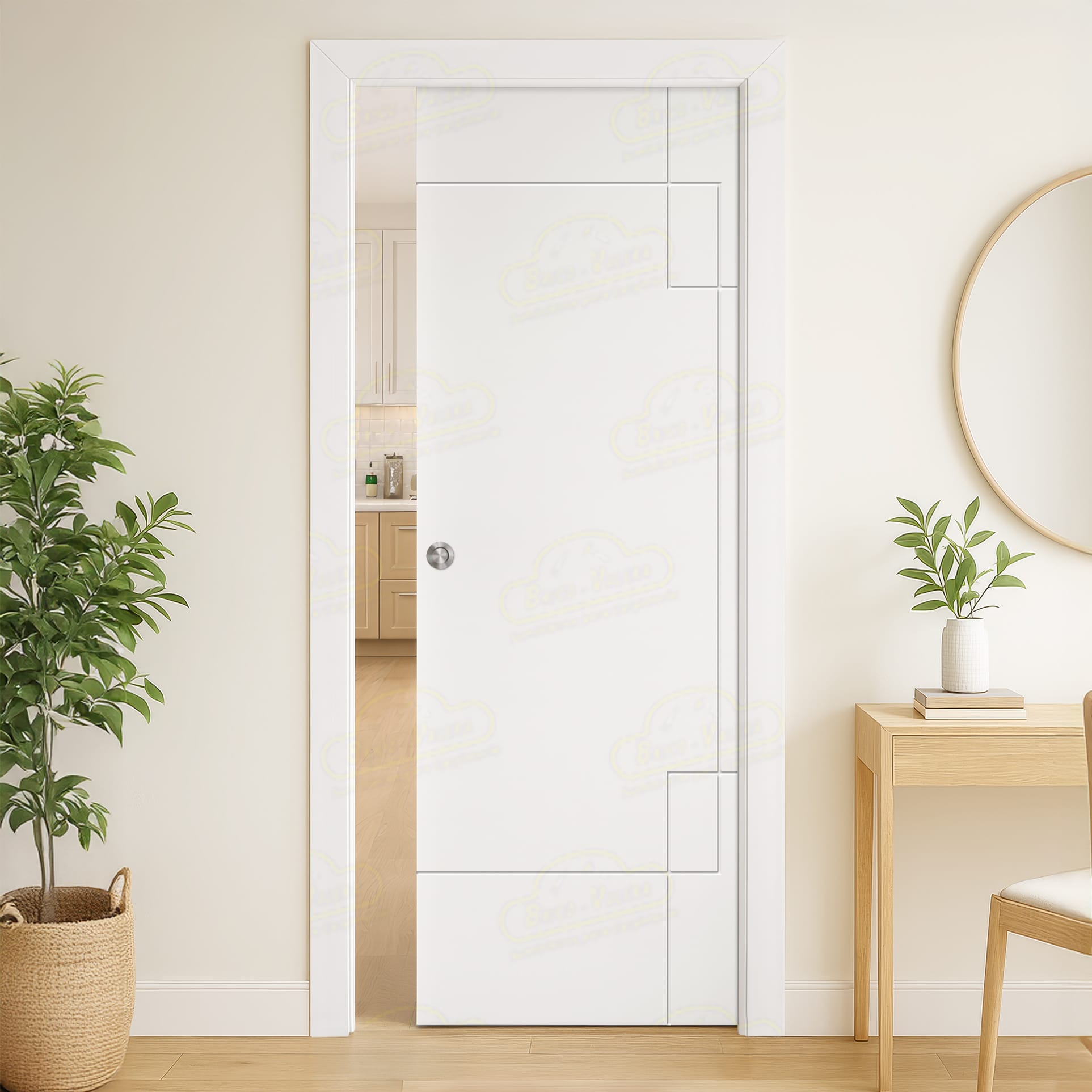 Puerta Corredera PL-4500-BZV3L de Interior Lacada Blanca