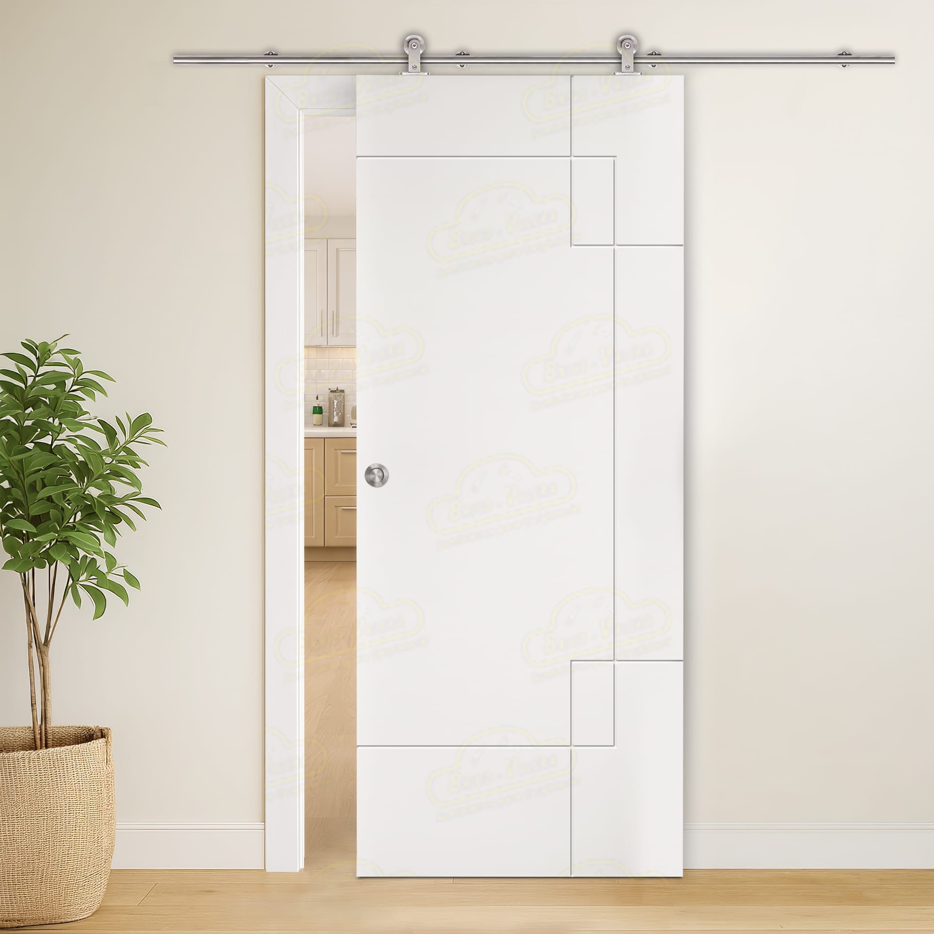 Puerta Corredera PL-4500-BZV3L de Interior Lacada Blanca