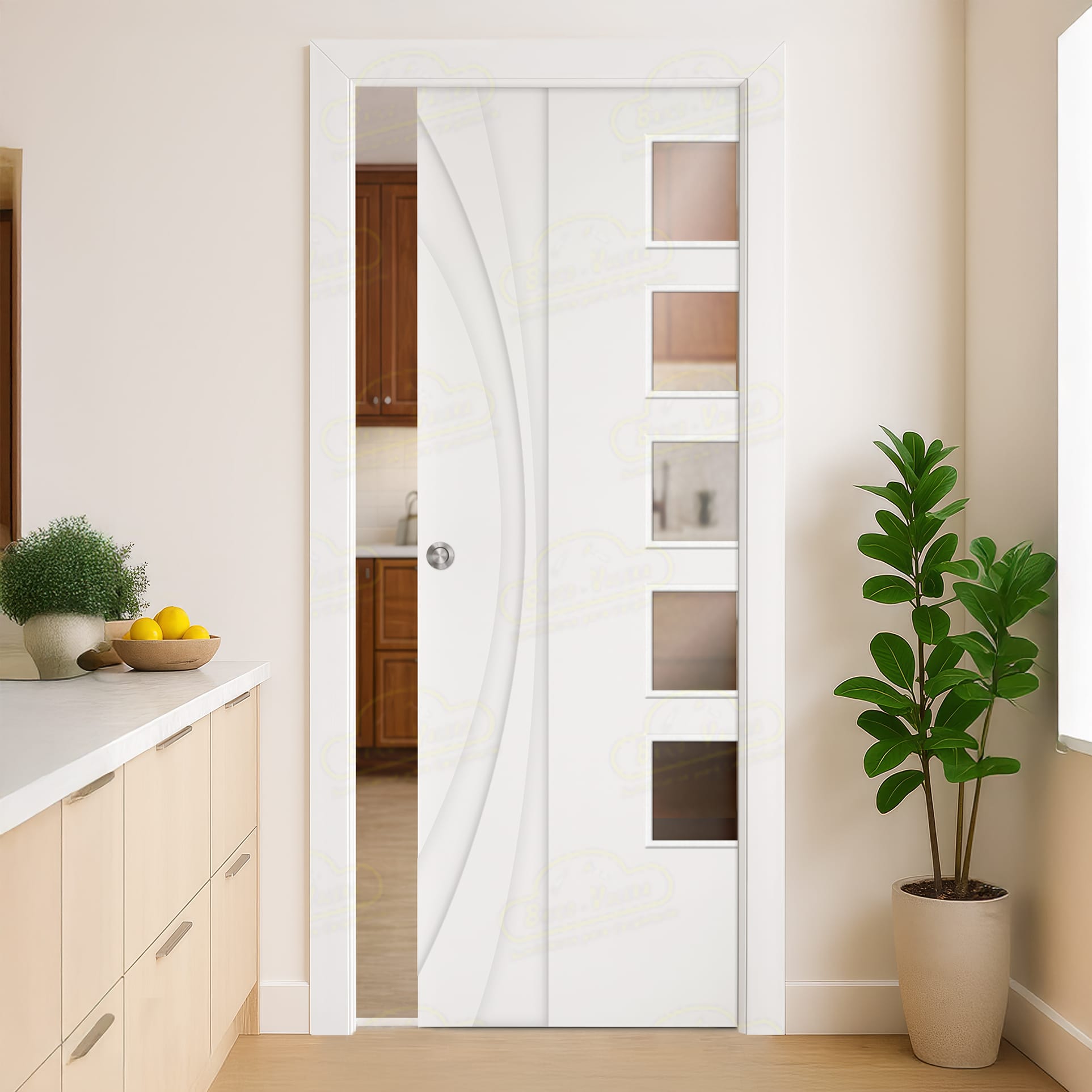 Puerta Corredera PL-Madrid de Interior Lacada Blanca