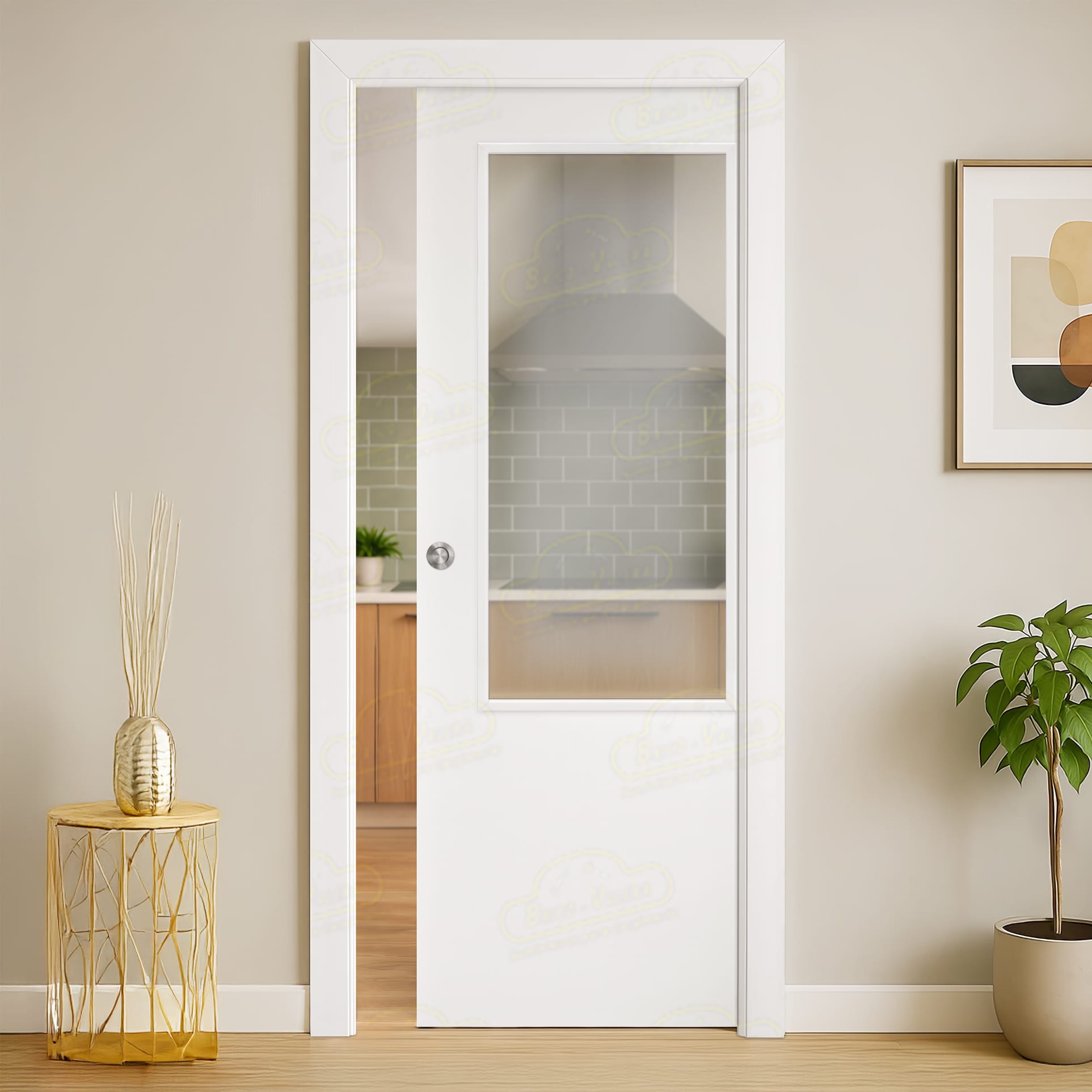 Puerta Corredera Blanca PL1-ZV1 de Interior Lacada Blanca