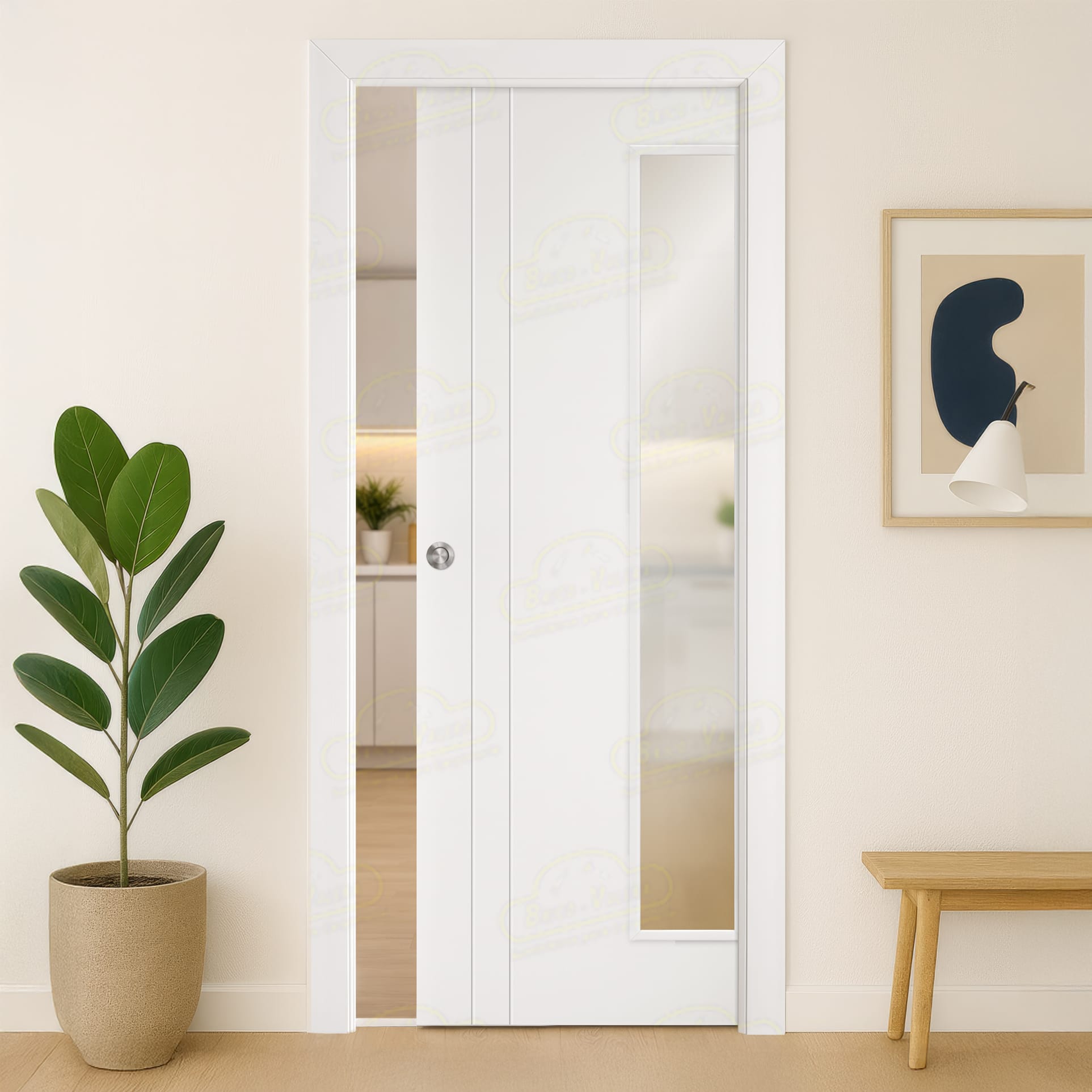 Puerta Corredera PV2-V1L de Interior Lacada Blanca
