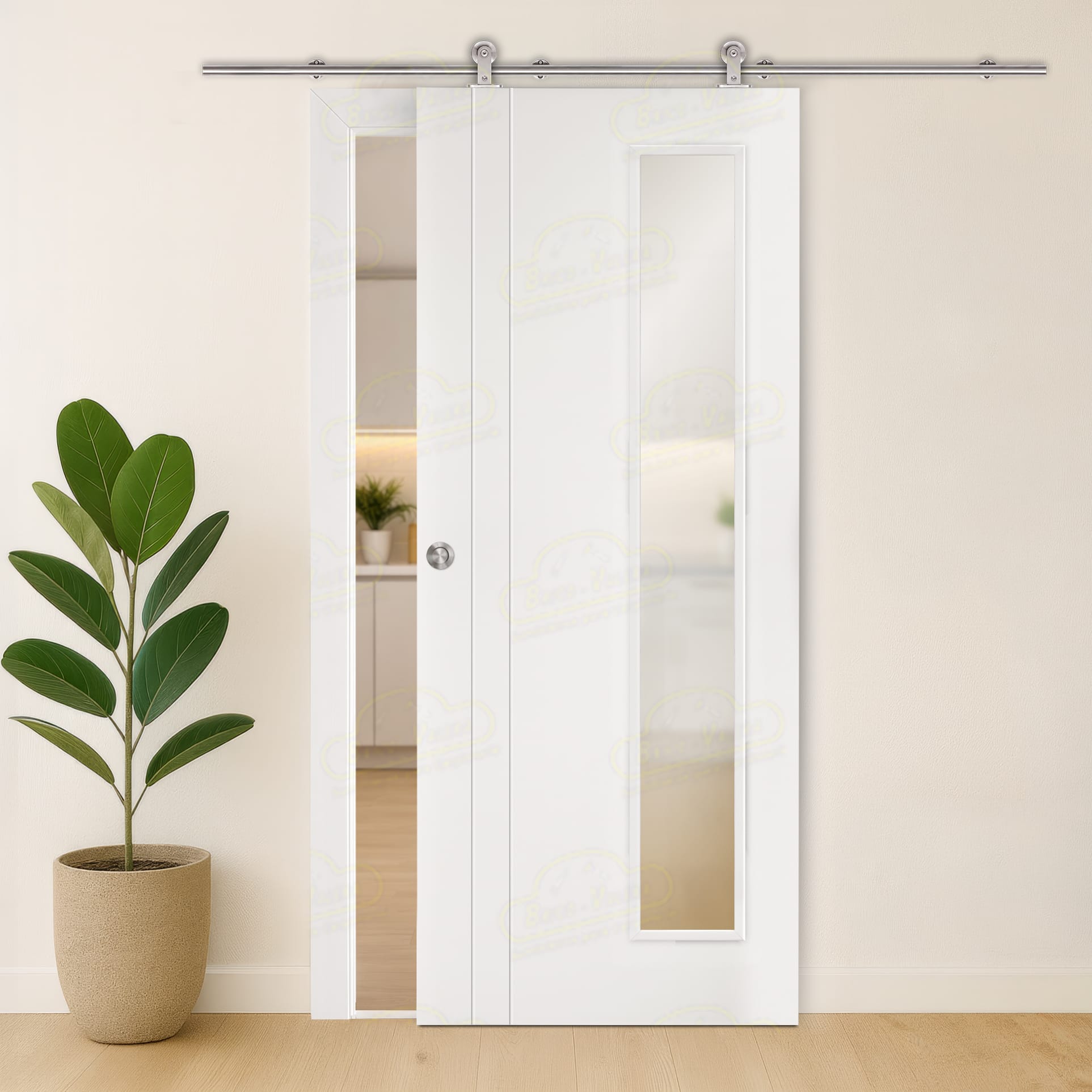 Puerta Corredera PV2-V1L de Interior Lacada Blanca