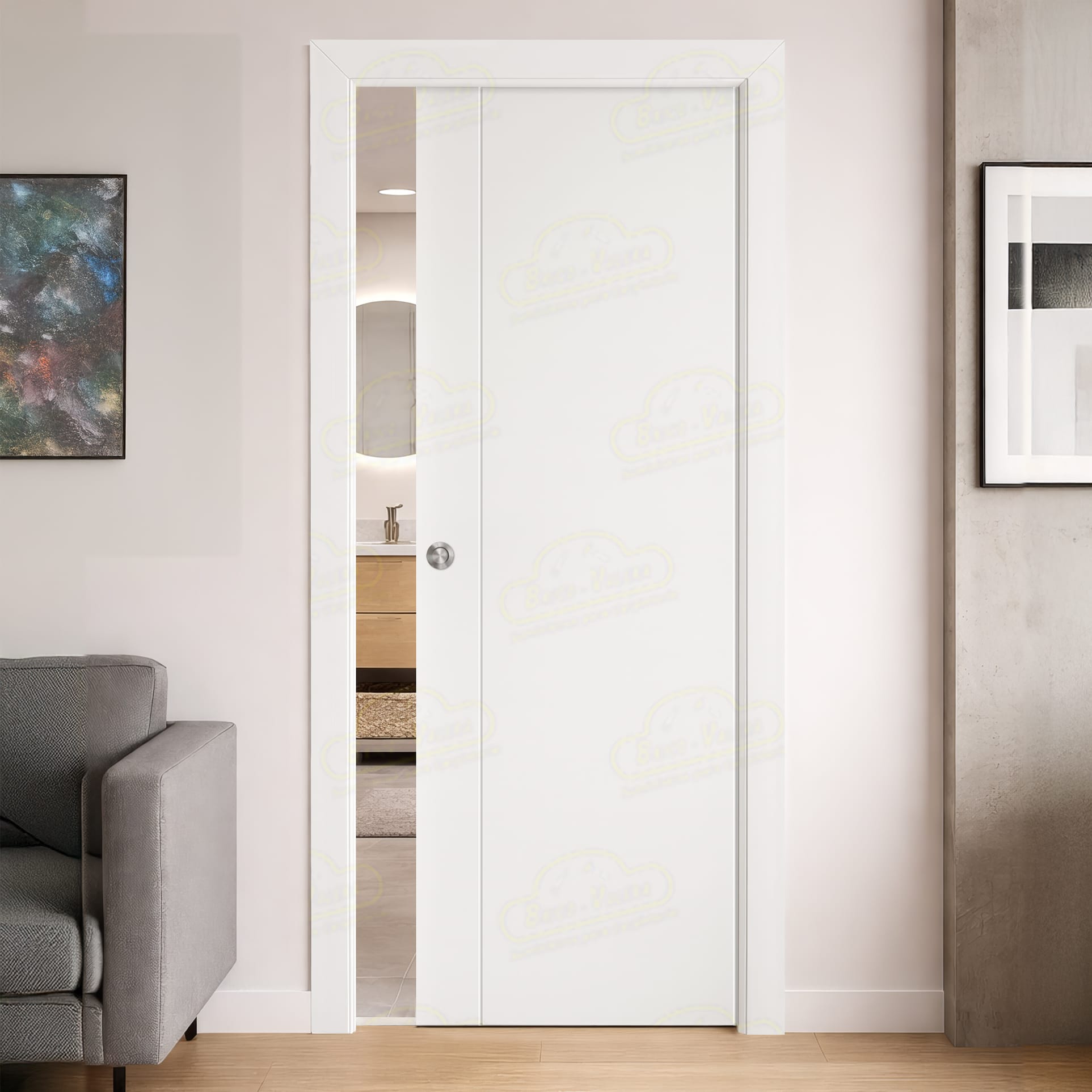 Puerta Corredera PVP1 de Interior Lacada Blanca