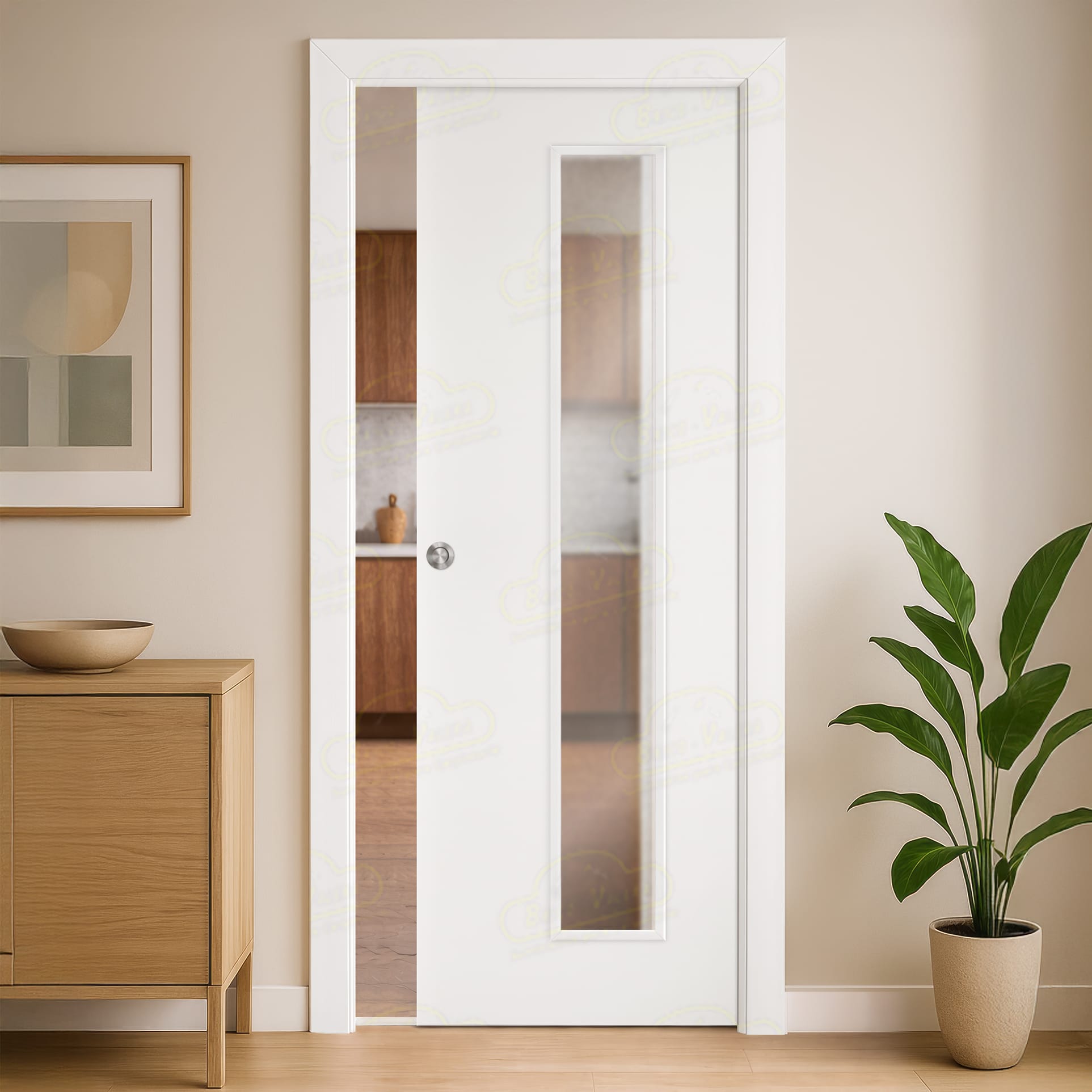 Puerta Corredera PVP1-V1C de Interior Lacada Blanca