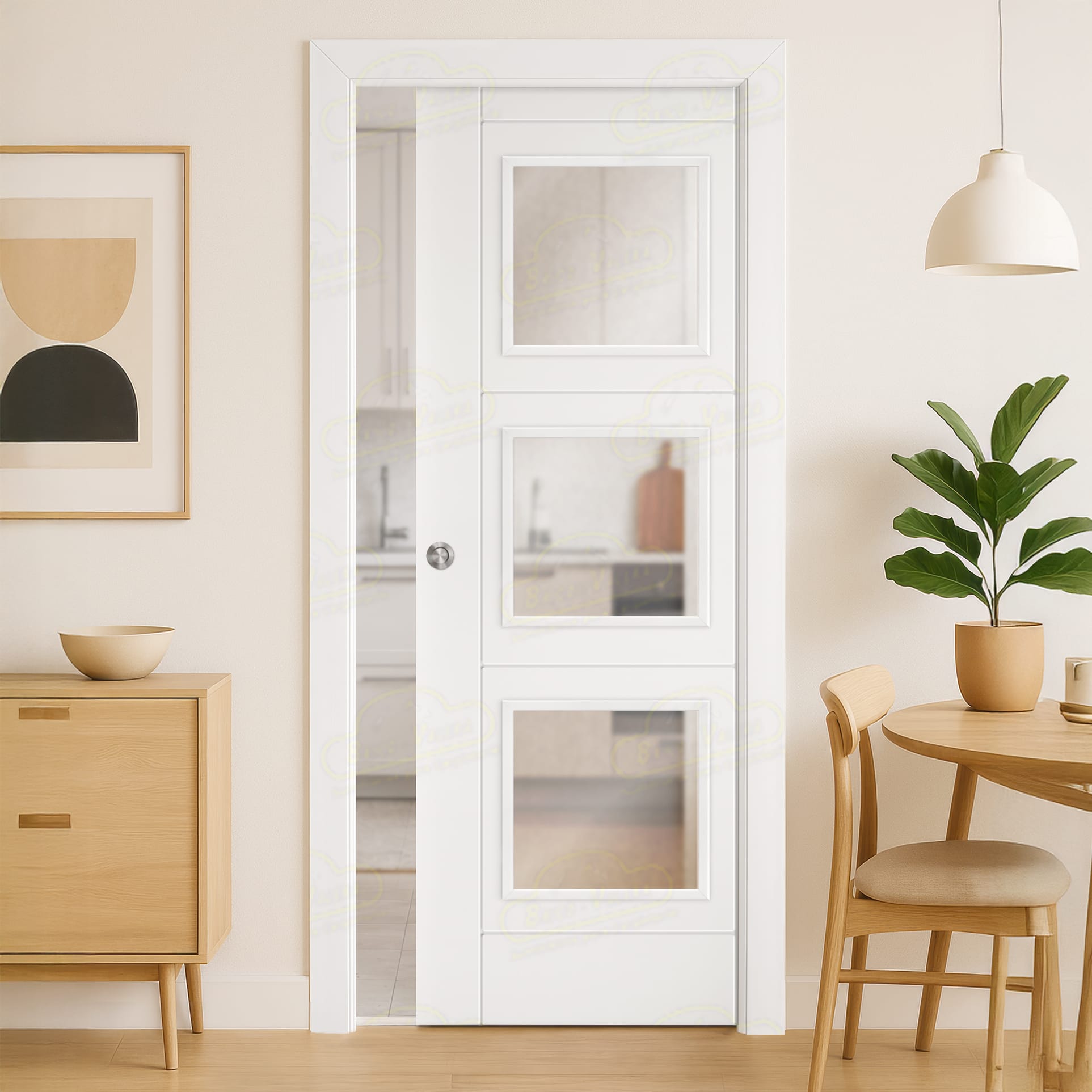 Puerta Corredera PVP4M de Interior Lacada Blanca