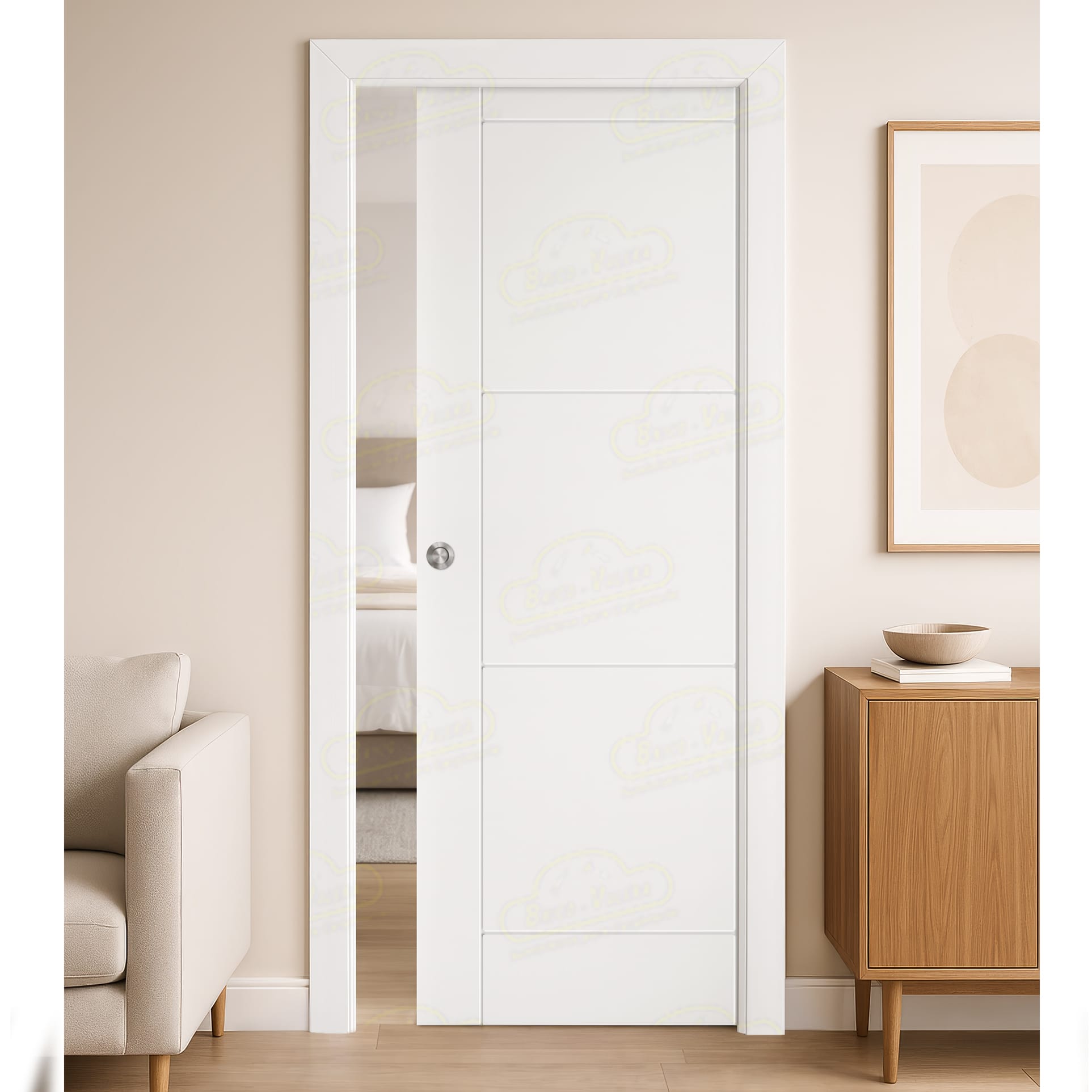 Puerta Corredera PVP4M-BV3 de Interior Lacada Blanca