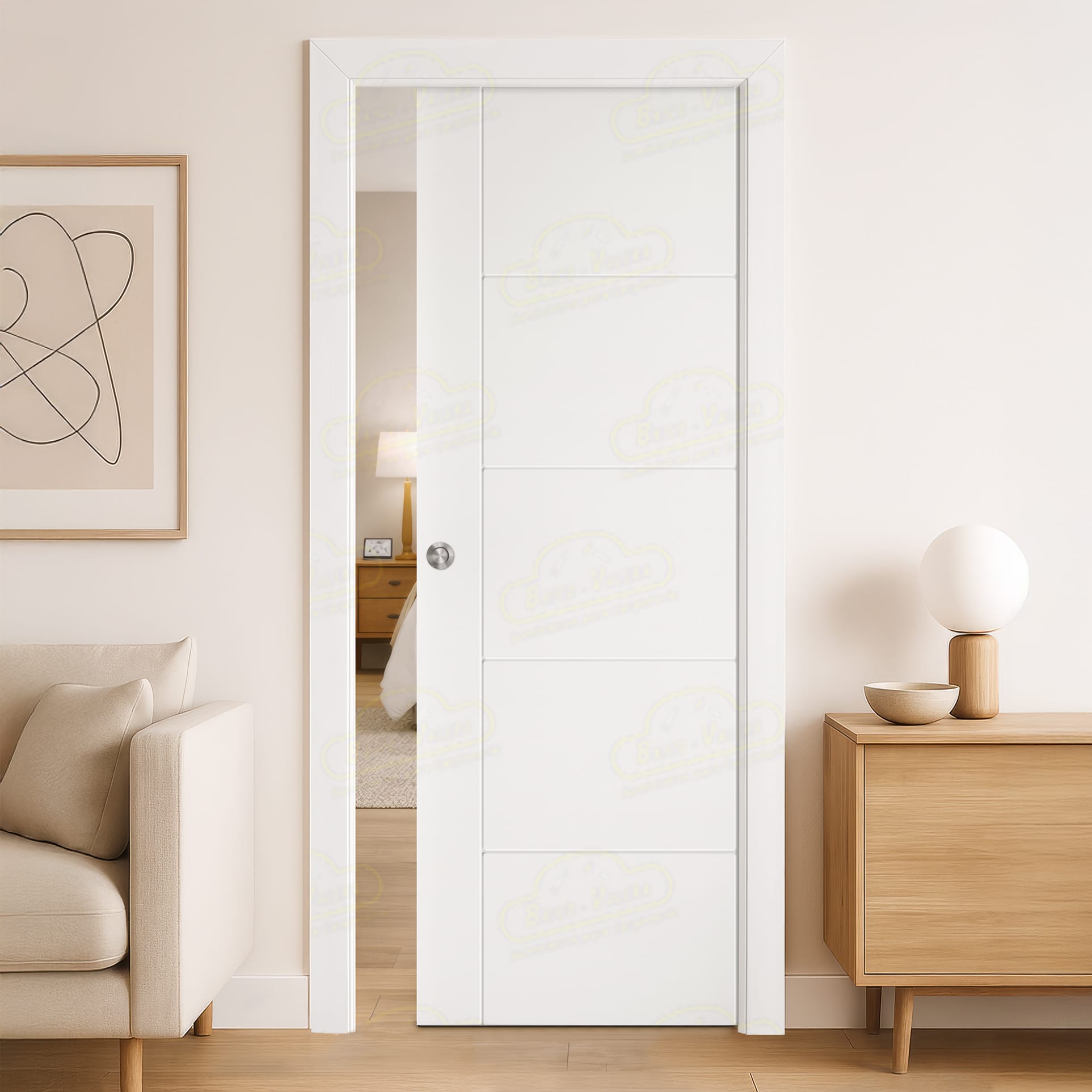 Puerta Corredera PVP5 de Interior Lacada Blanca