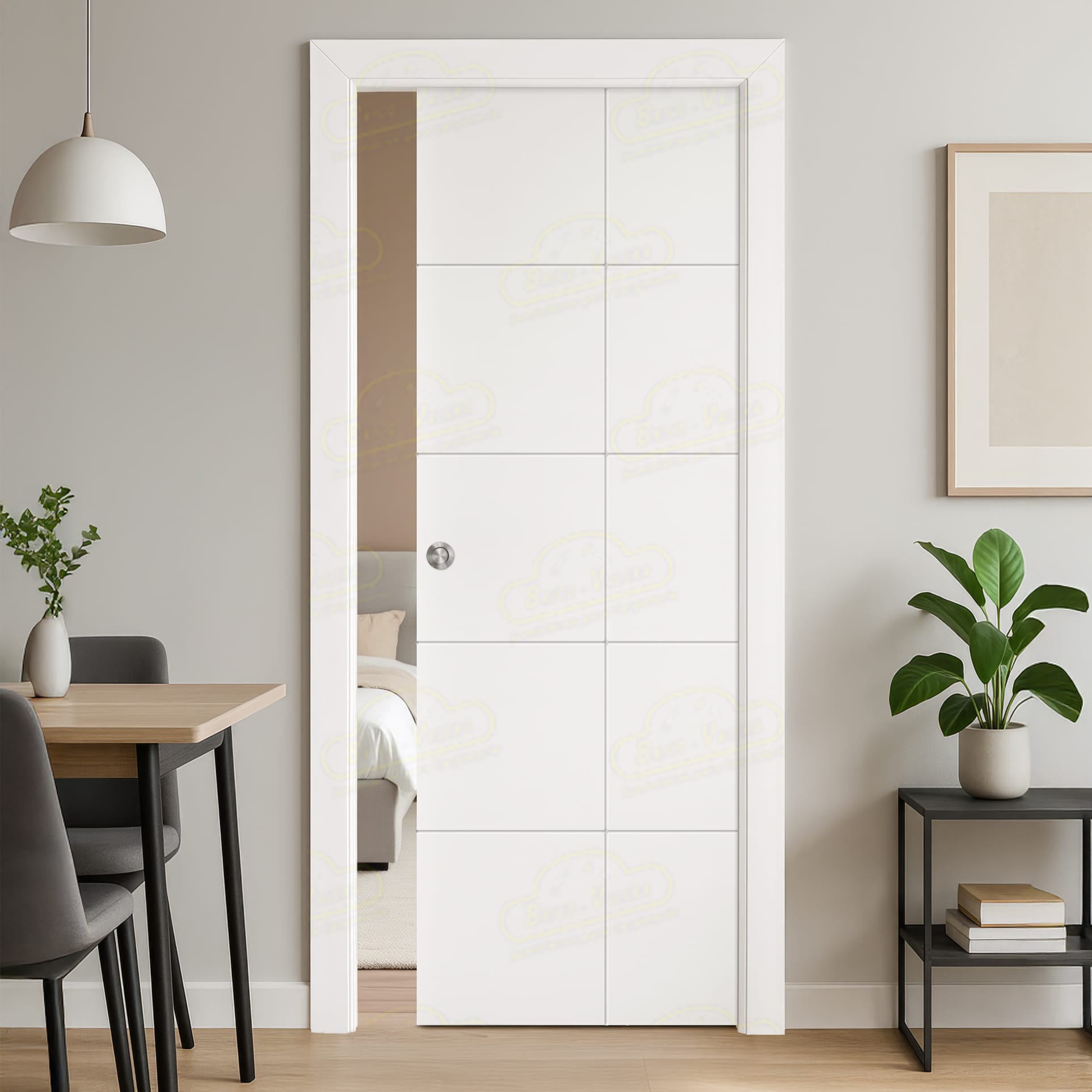 Puerta Corredera PVT10 de Interior Lacada Blanca