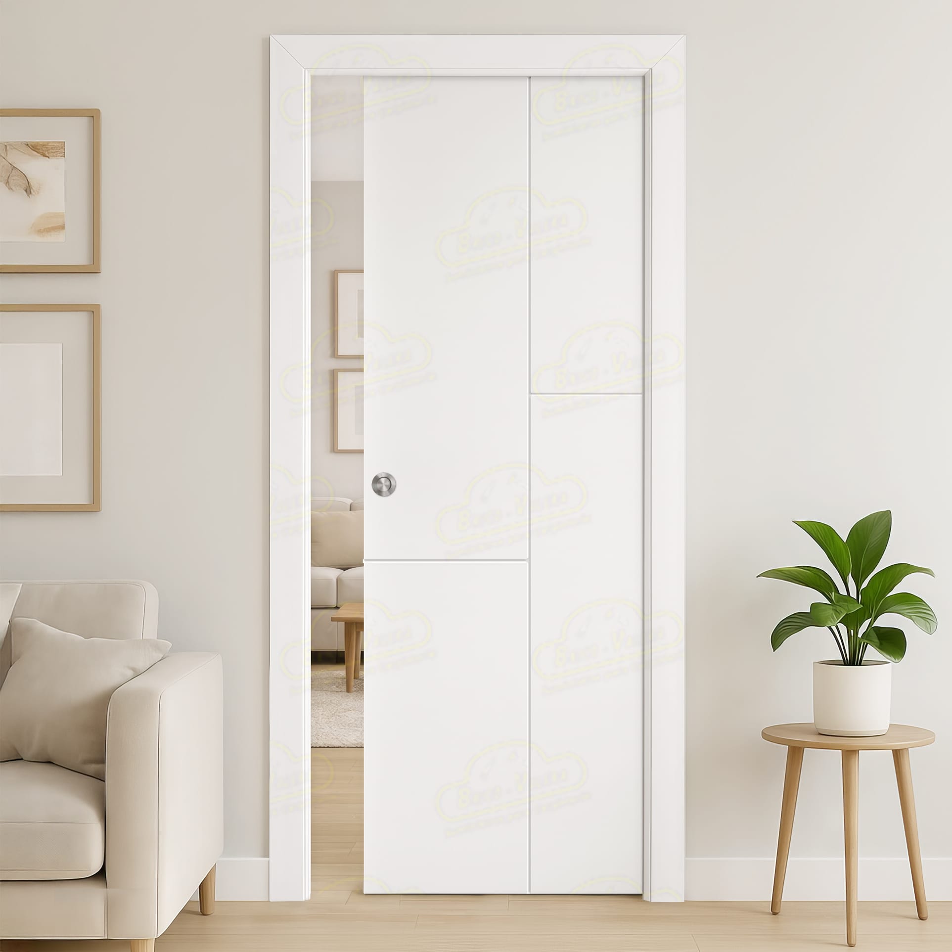 Puerta Corredera PVT4 de Interior Lacada Blanca