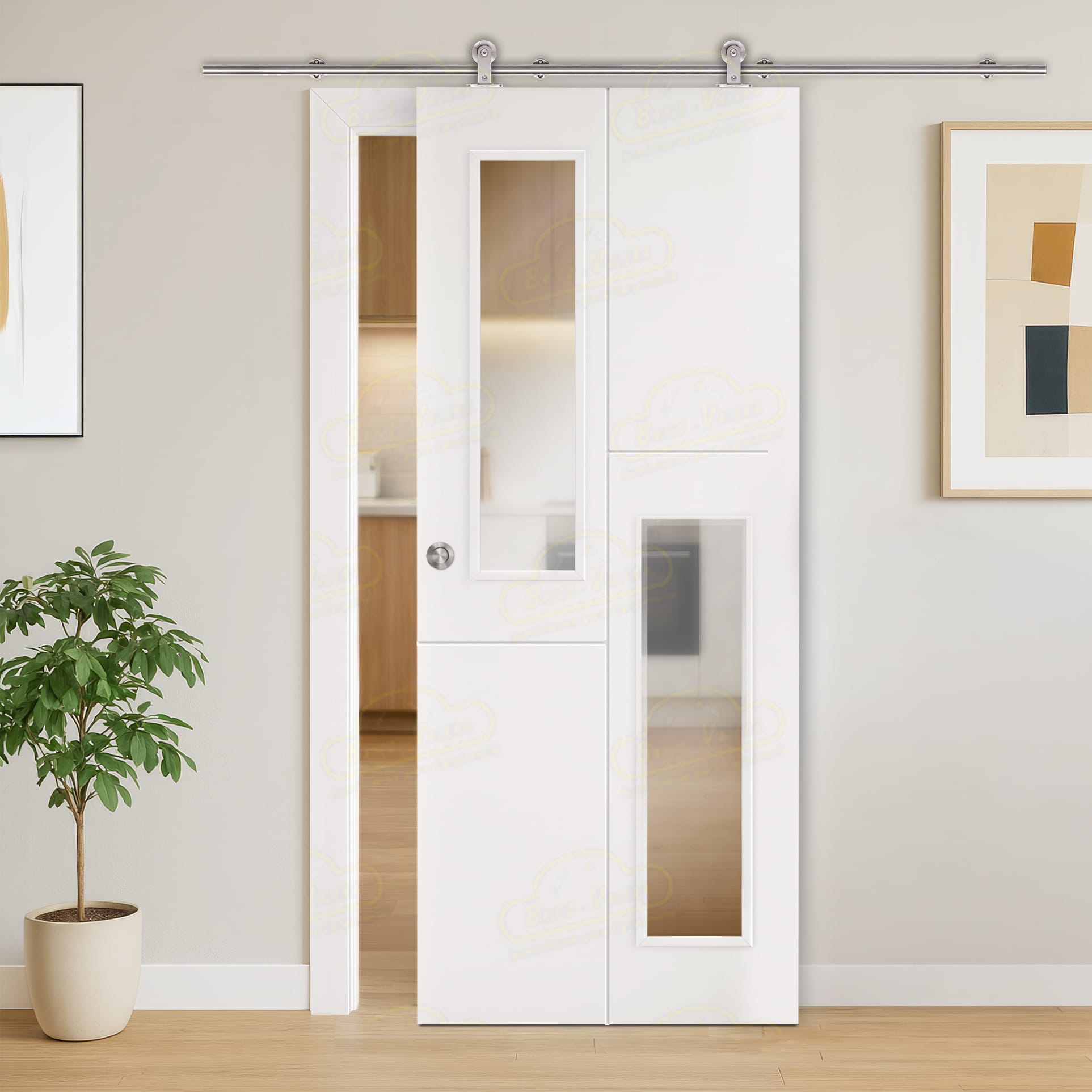 Puerta Corredera PVT4-V2 de Interior Lacada Blanca