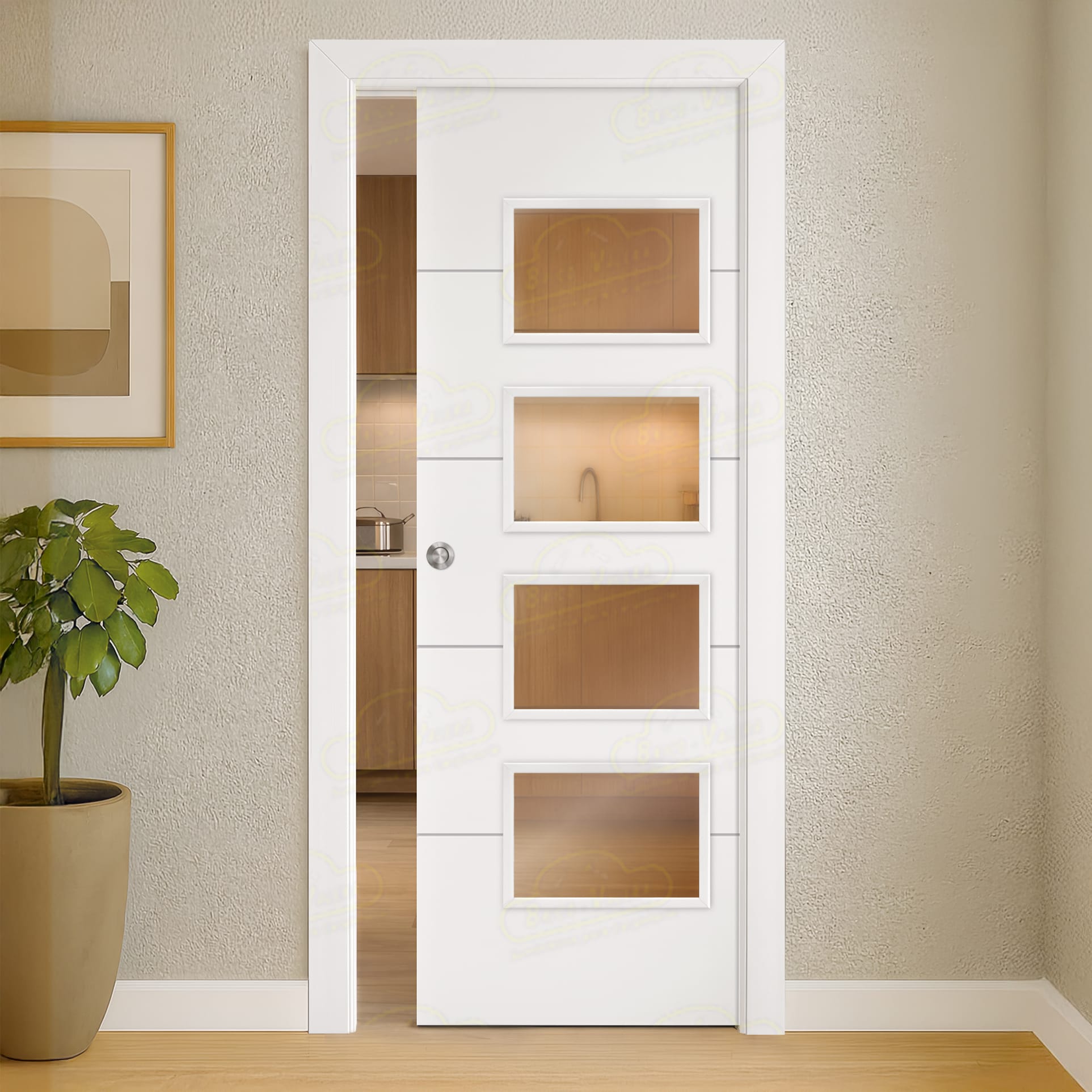 Puerta Corredera PVT5-BV4 de Interior Lacada Blanca