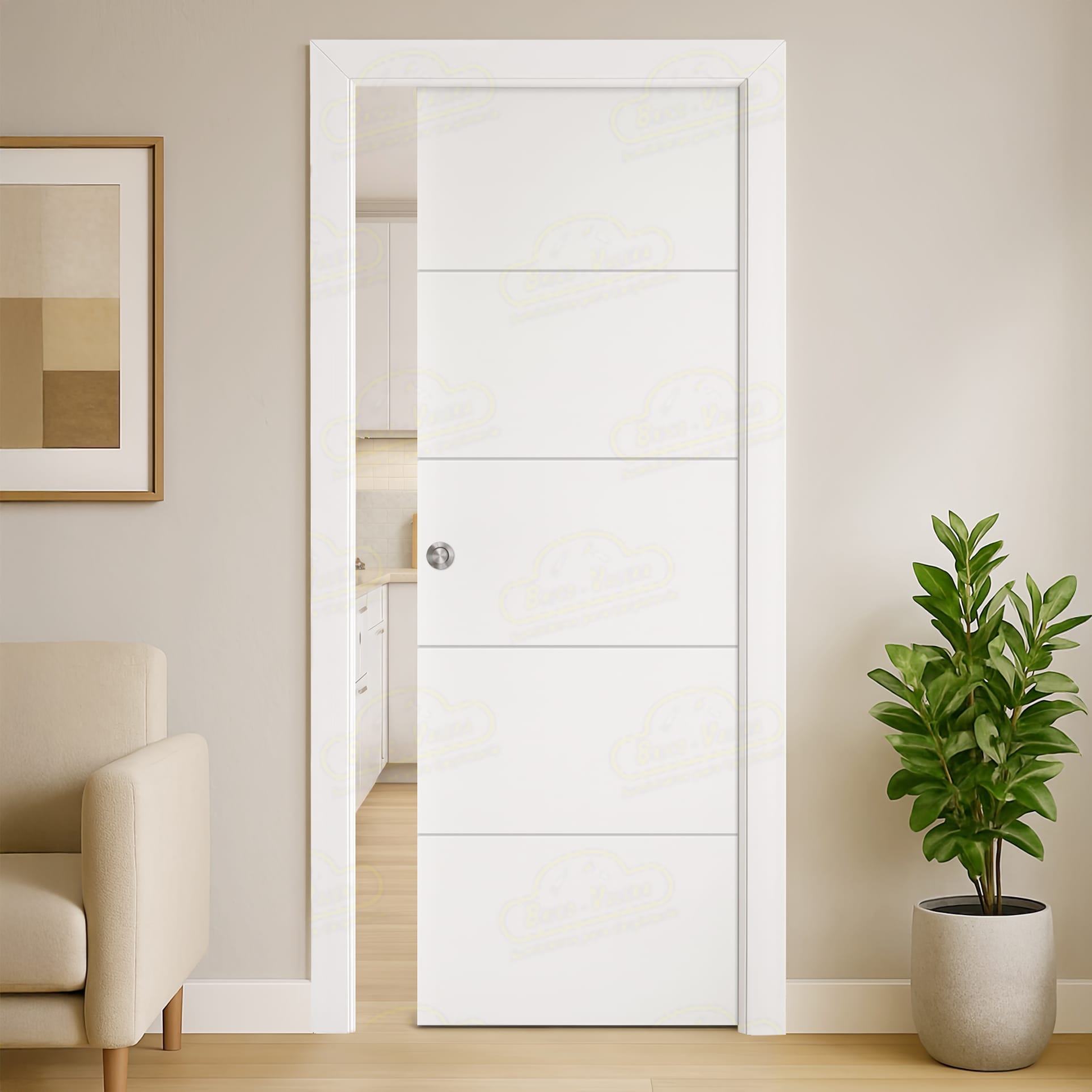 Puerta Corredera PVT5 de Interior Lacada Blanca