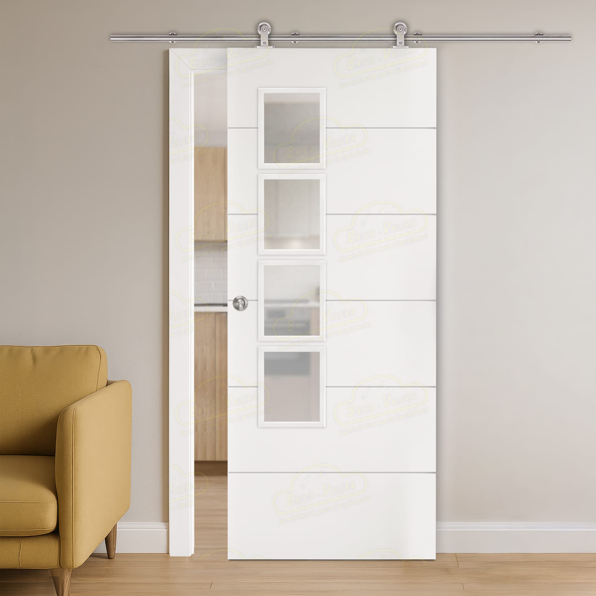 Puerta Corredera PVT7-BV4L de Interior Lacada Blanca