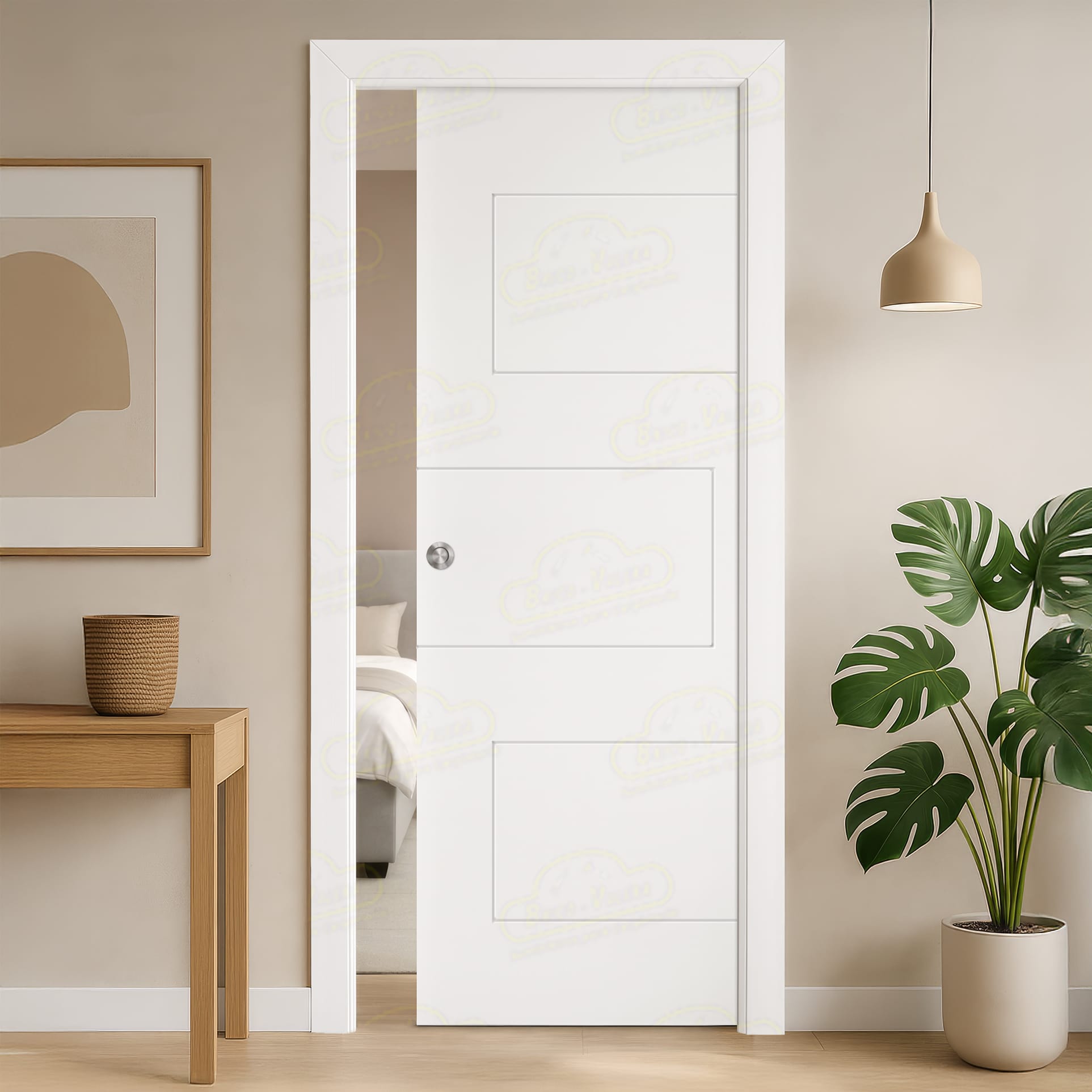 Puerta Corredera Sola de Interior Lacada Blanca