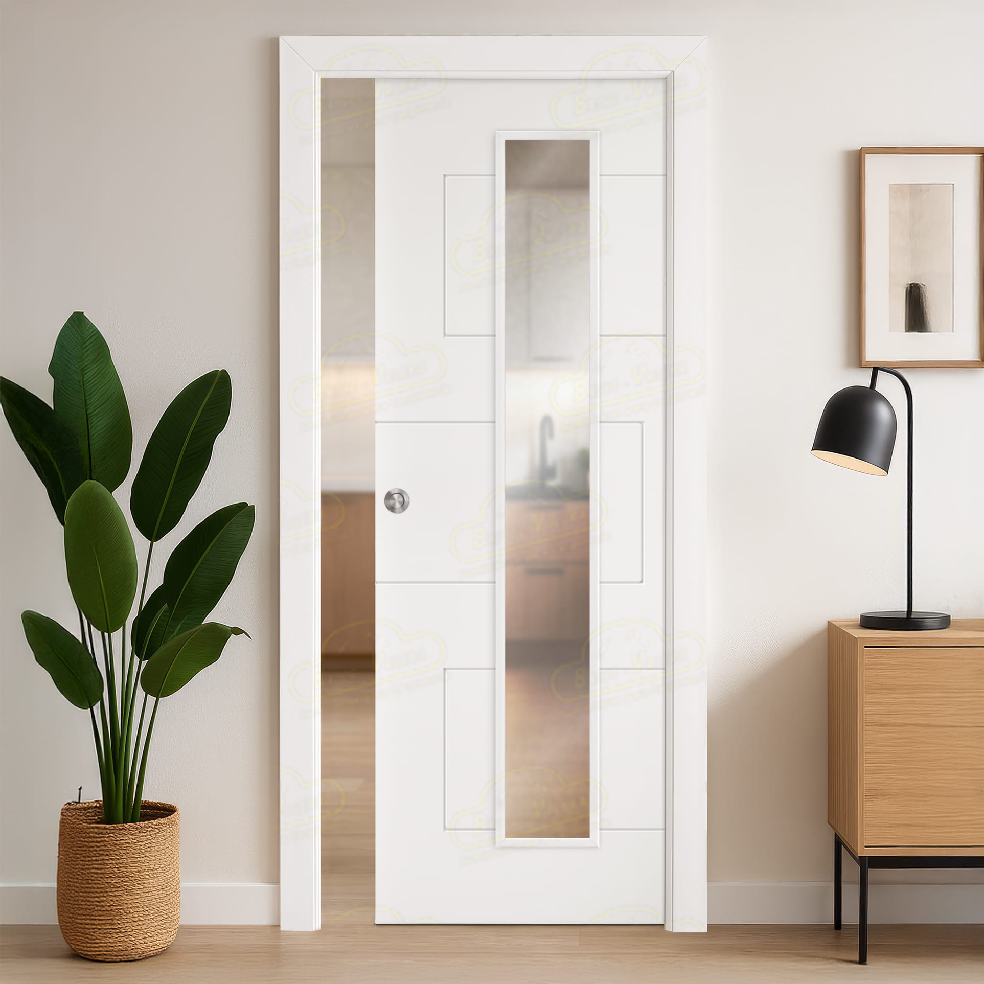 Puerta Corredera Sola-V1C de Interior Lacada Blanca