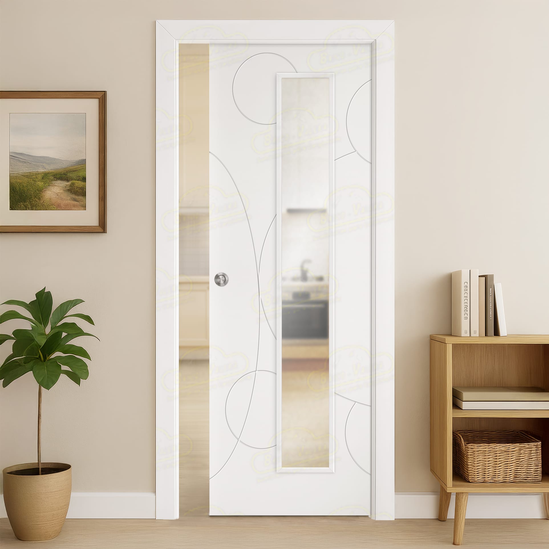 Puerta Corredera Universo-V1C de Interior Lacada Blanca
