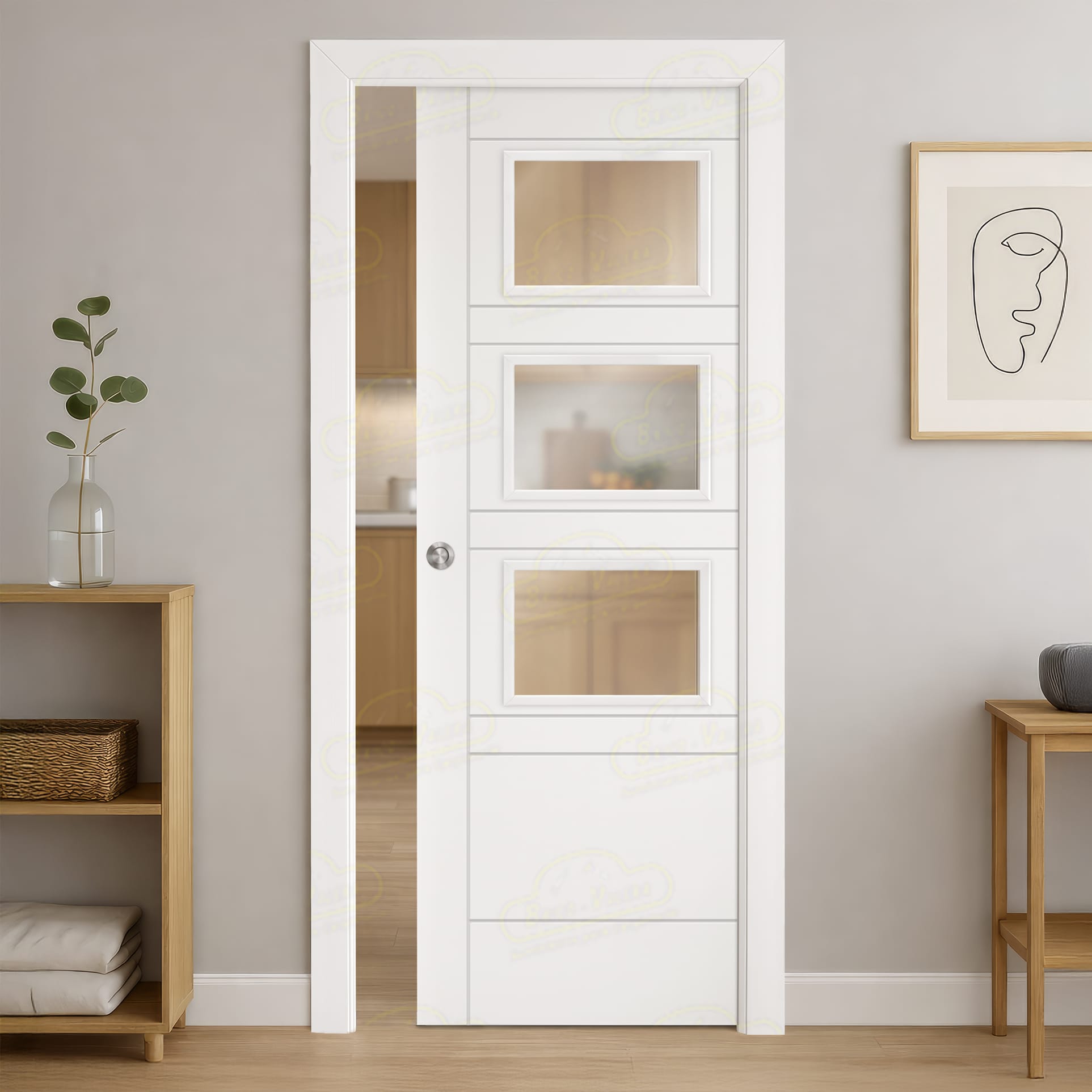 Puerta Corredera Valencia-BZV3 de Interior Lacada Blanca