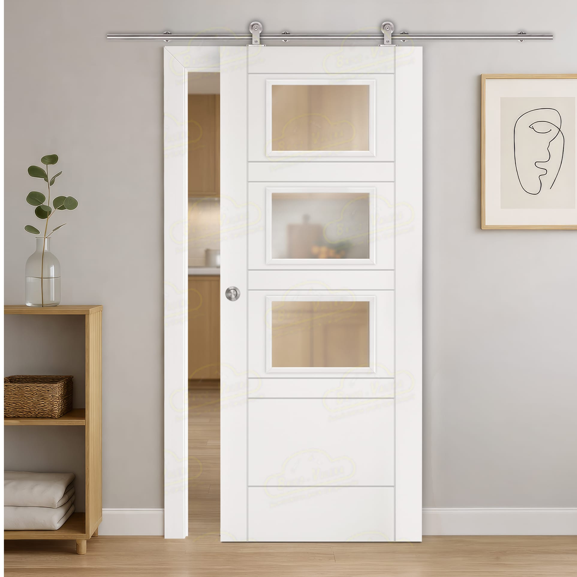 Puerta Corredera Valencia-BZV3 de Interior Lacada Blanca