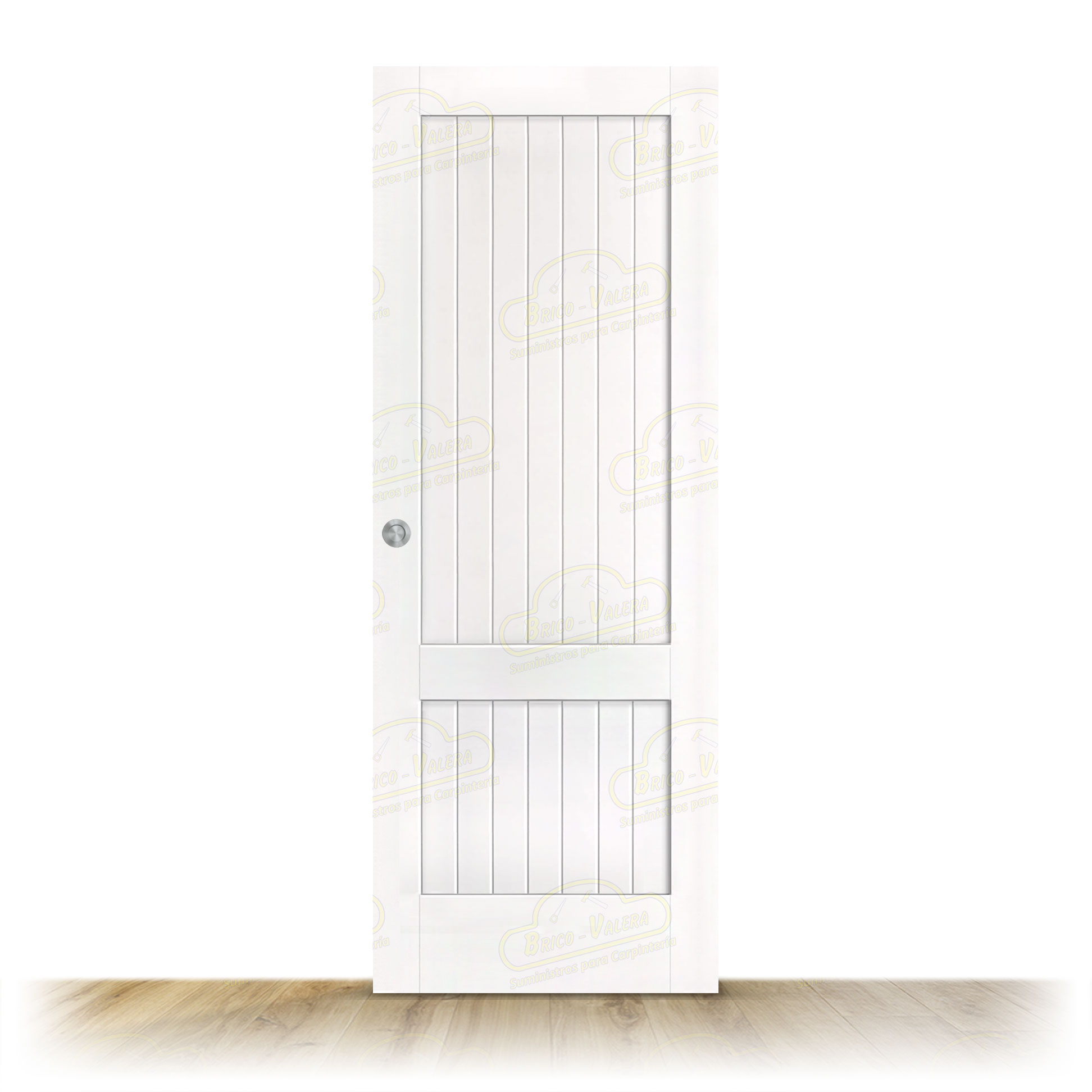 Puerta Cuenca-L Rústica de Interior de Madera Lacada en Blanco