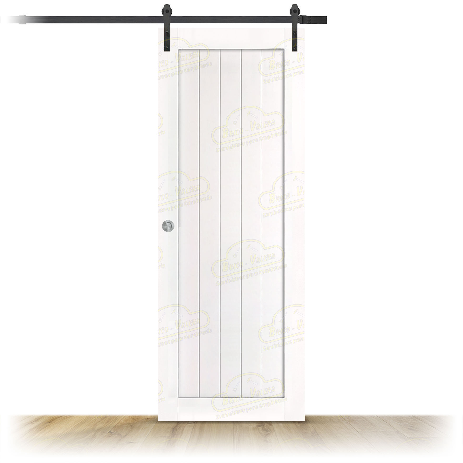 Puerta Gr005-L Rústica de Interior de Madera Lacada en Blanco