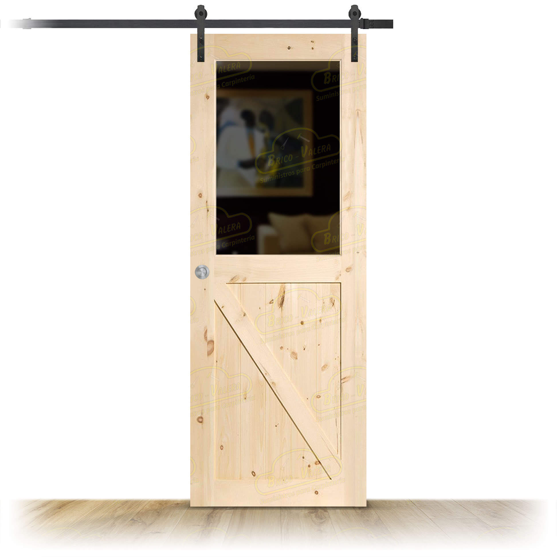 Puerta de Granero Gr001-L ZV1 de Interior de Madera en Crudo