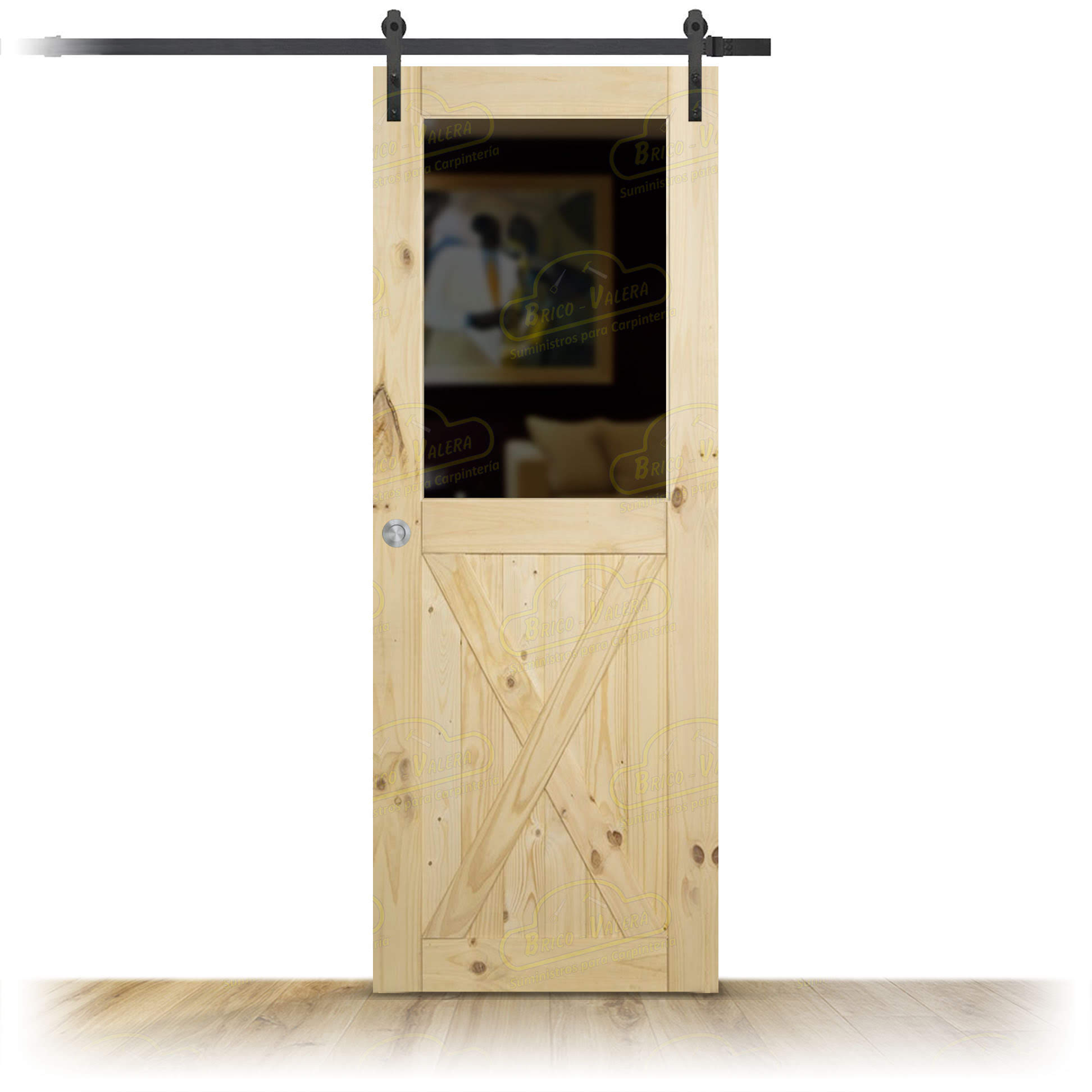 Puerta de Granero Gr002-L ZV1 de Interior de Madera en Crudo