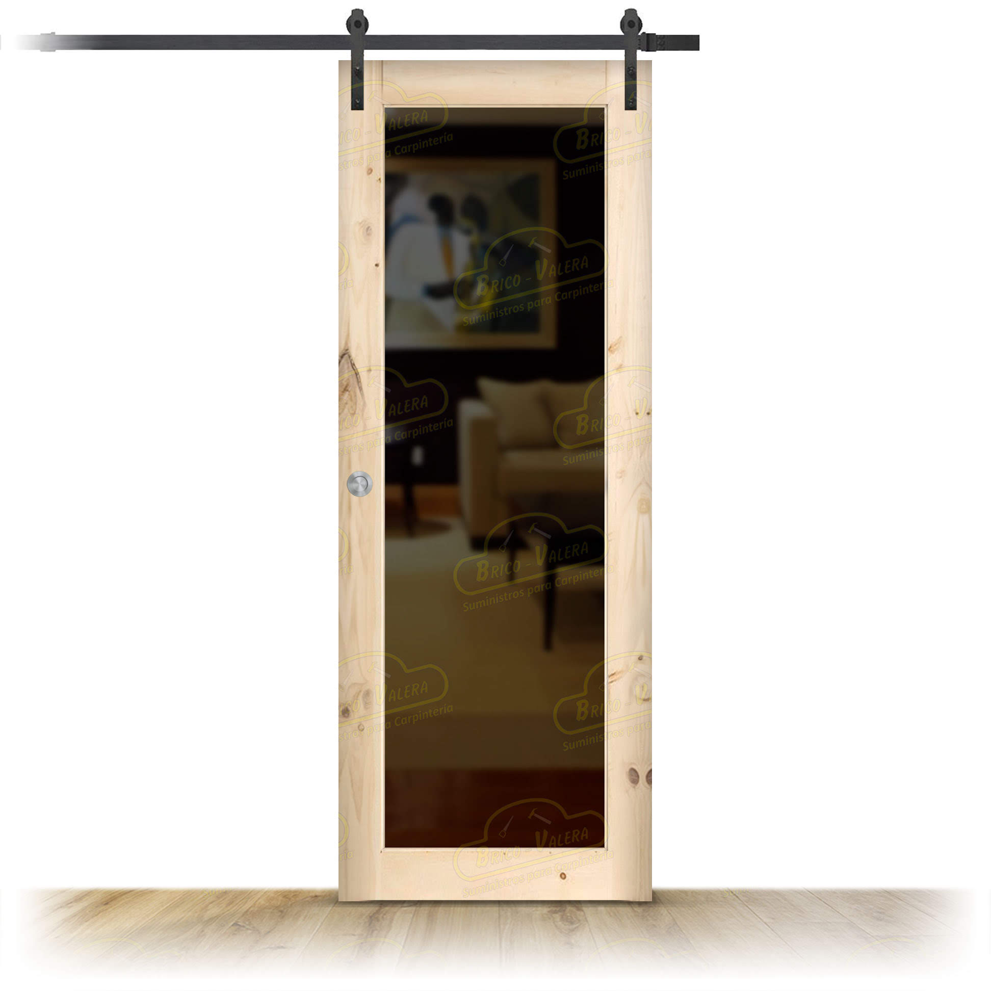 Puerta de Granero Gr004-L V1 de Interior de Madera en Crudo