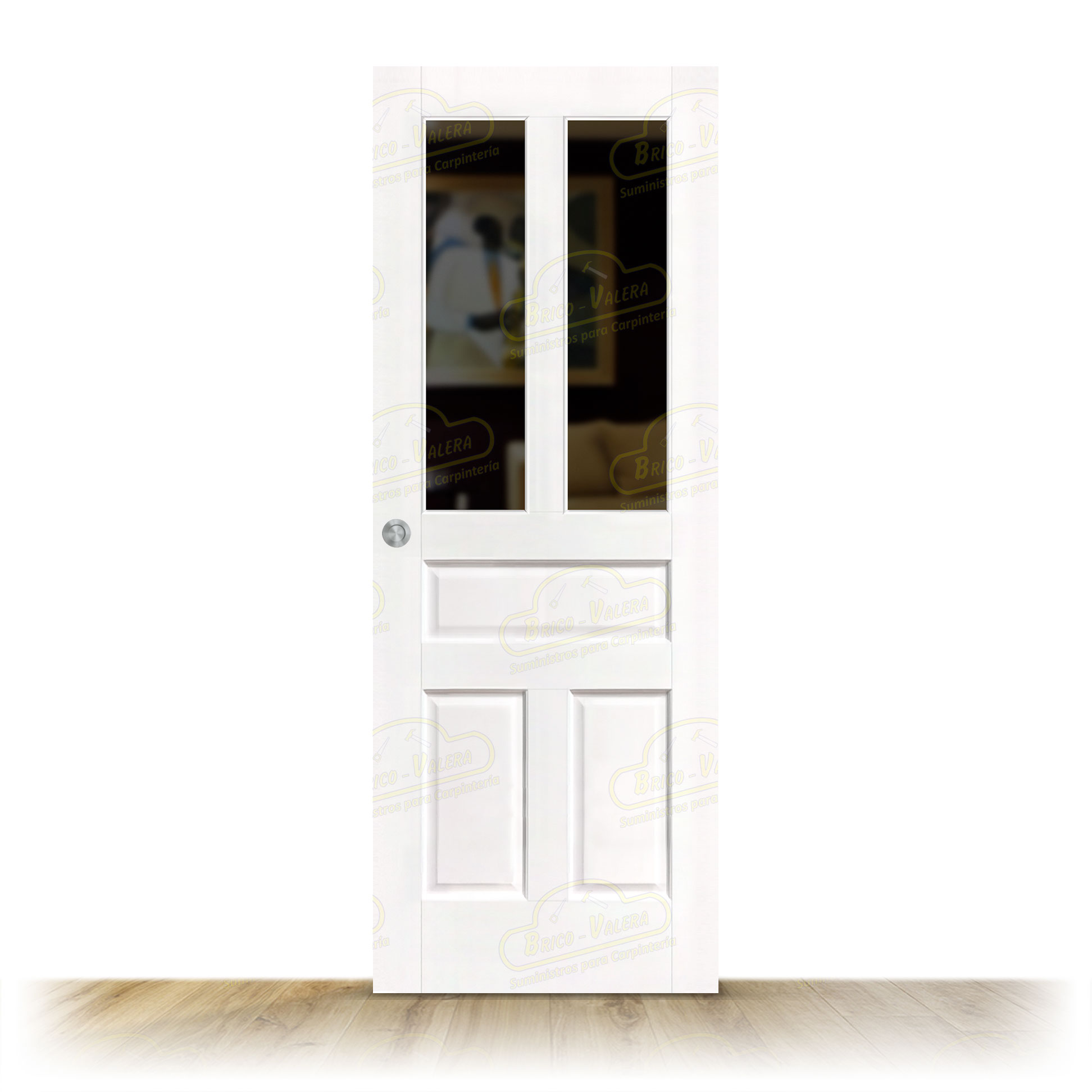 Puerta Malaga-R V2 Rústica de Interior de Madera Lacada en Blanco