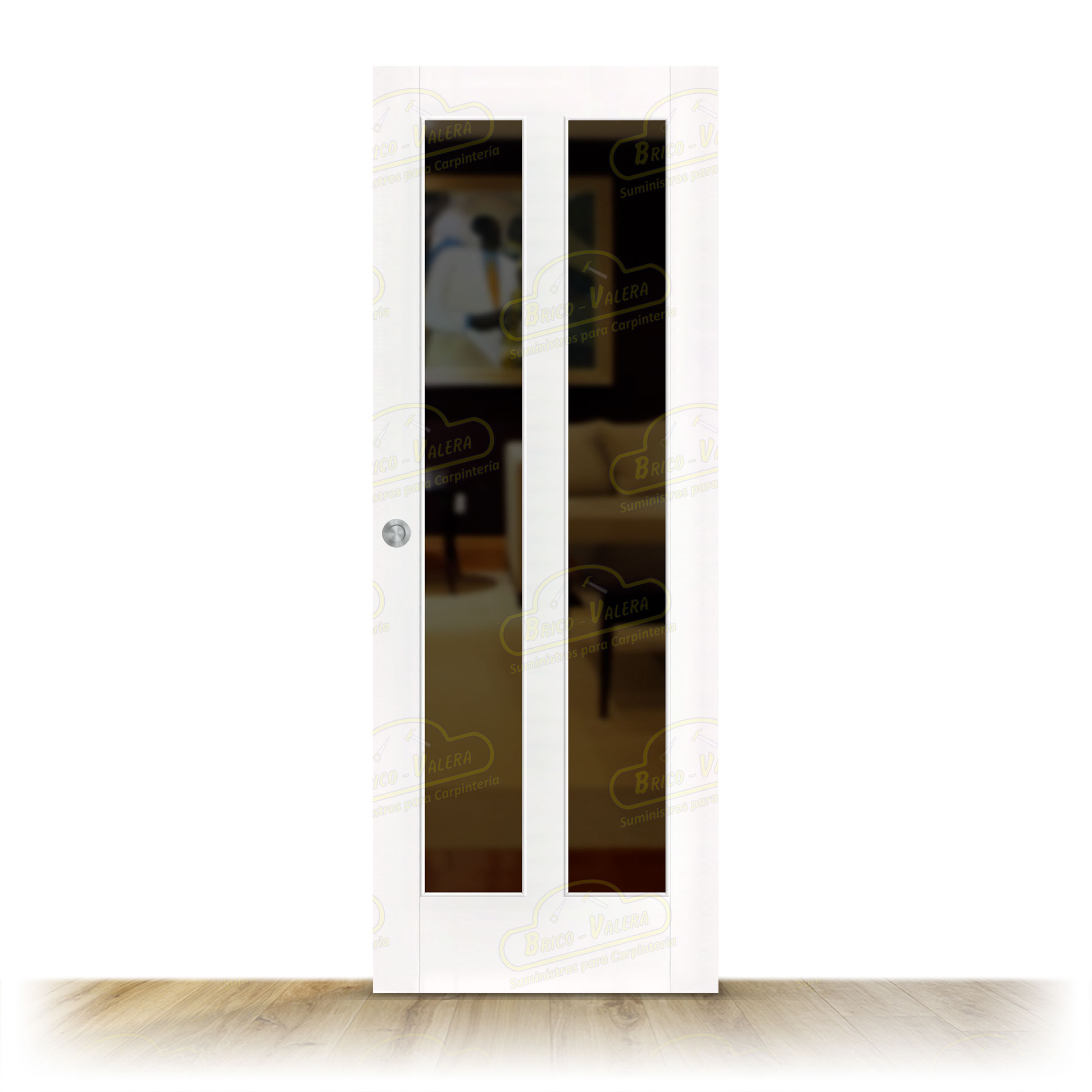 Puerta PM-1036-R V2 Rústica de Interior de Madera Lacada en Blanco
