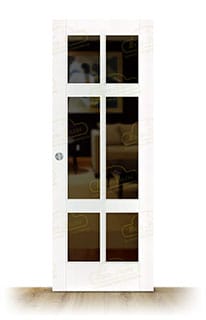 Puerta PM-1042-R V6 Rústica de Interior de Madera Lacada en Blanco