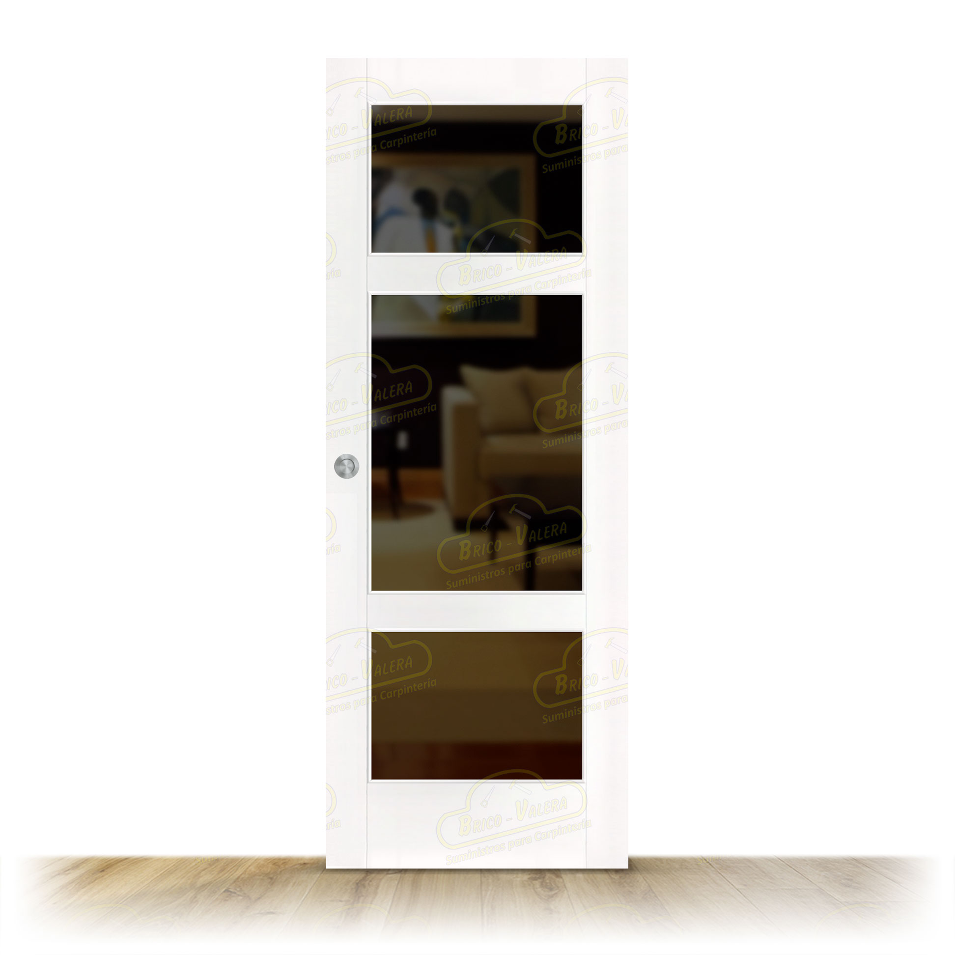 Puerta PM-1069-R V3 Rústica de Interior de Madera Lacada en Blanco