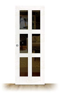 Puerta PM-1087-R V6 Rústica de Interior de Madera Lacada en Blanco