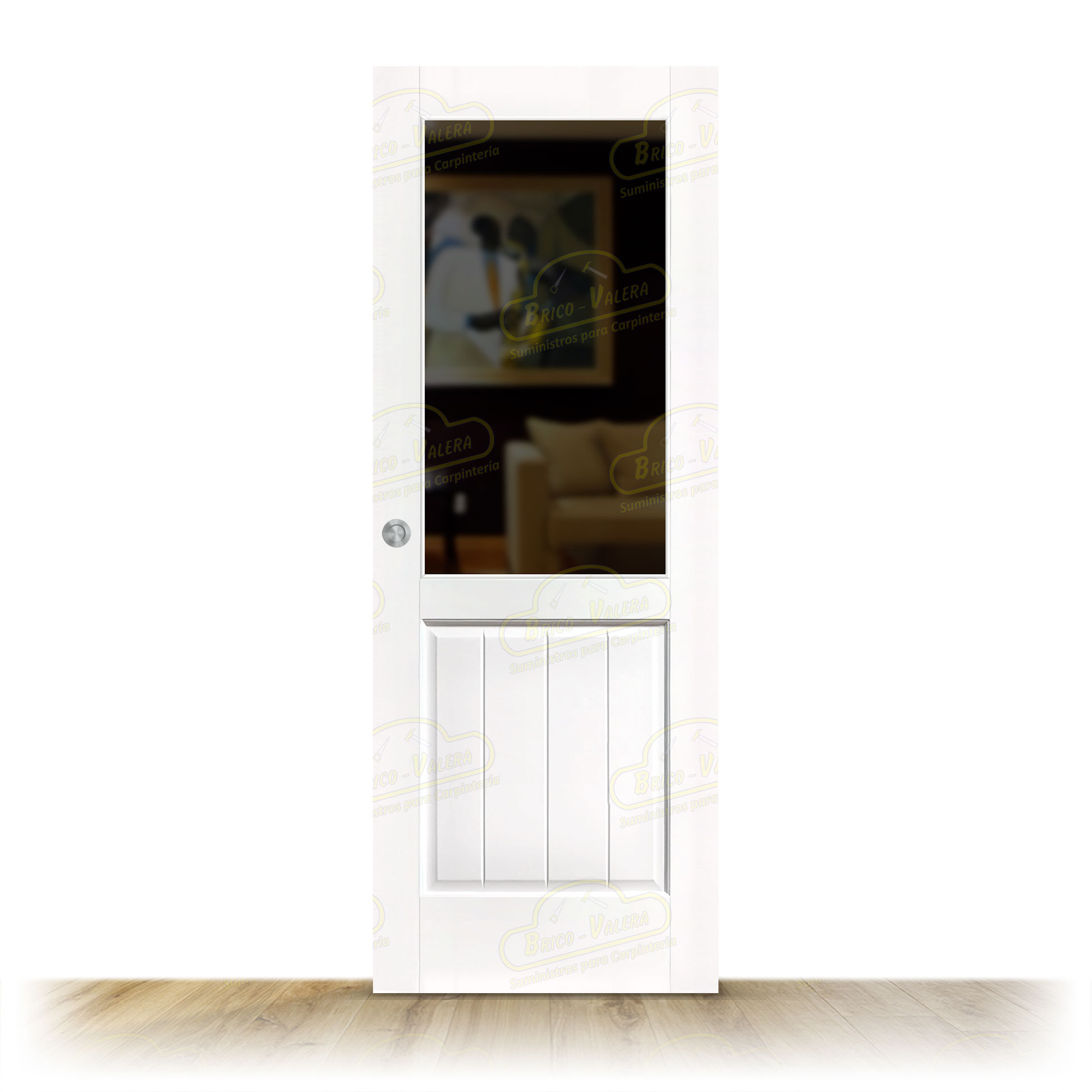 Puerta PM-1097-R ZV1 Rústica de Interior de Madera Lacada en Blanco