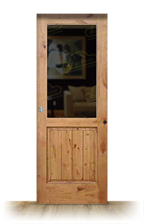 Puerta Corredera PM-1097-R ZV1 de Interior Rústica Teñida Nogal Muy Claro D-2915