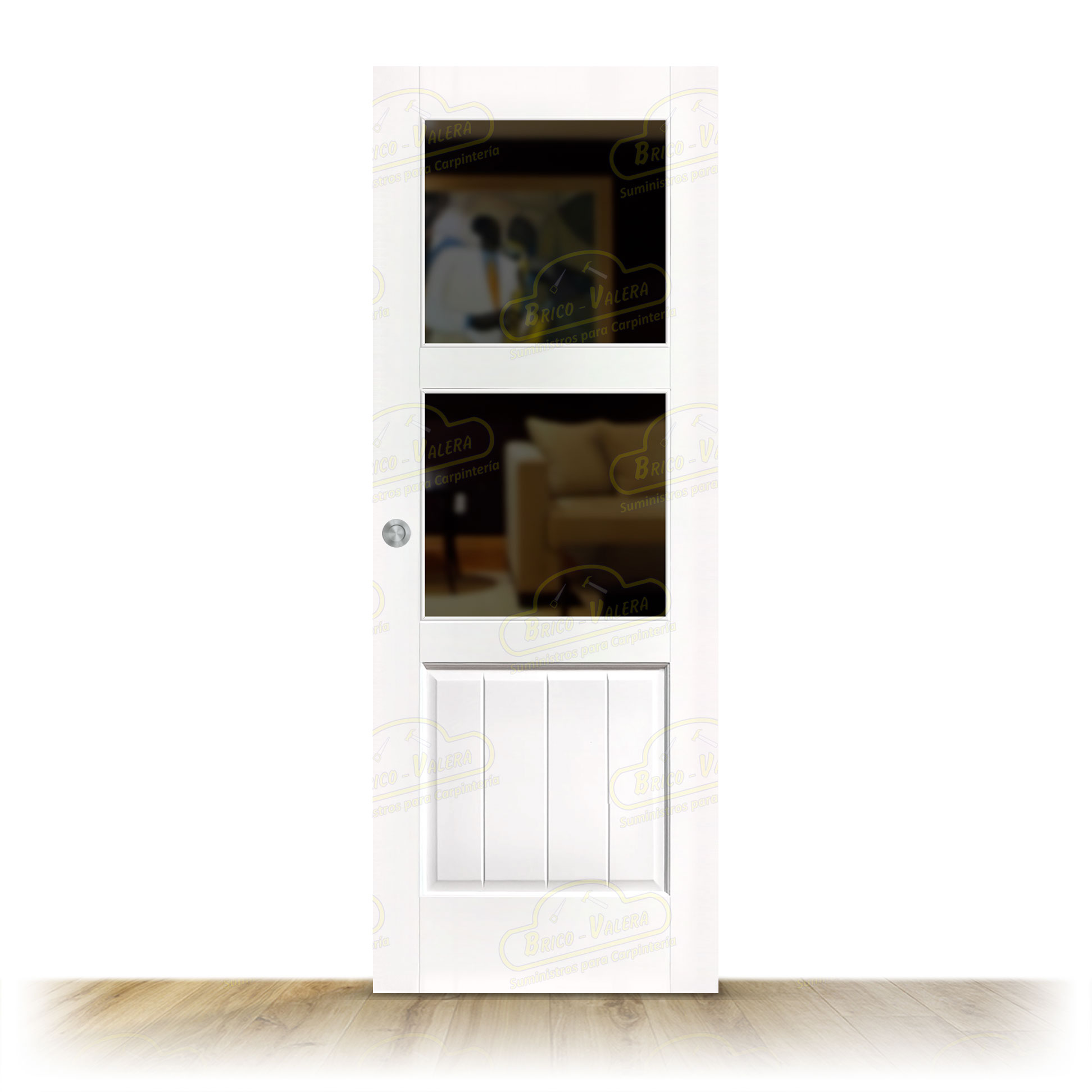 Puerta PM-1100-R V2 Rústica de Interior de Madera Lacada en Blanco